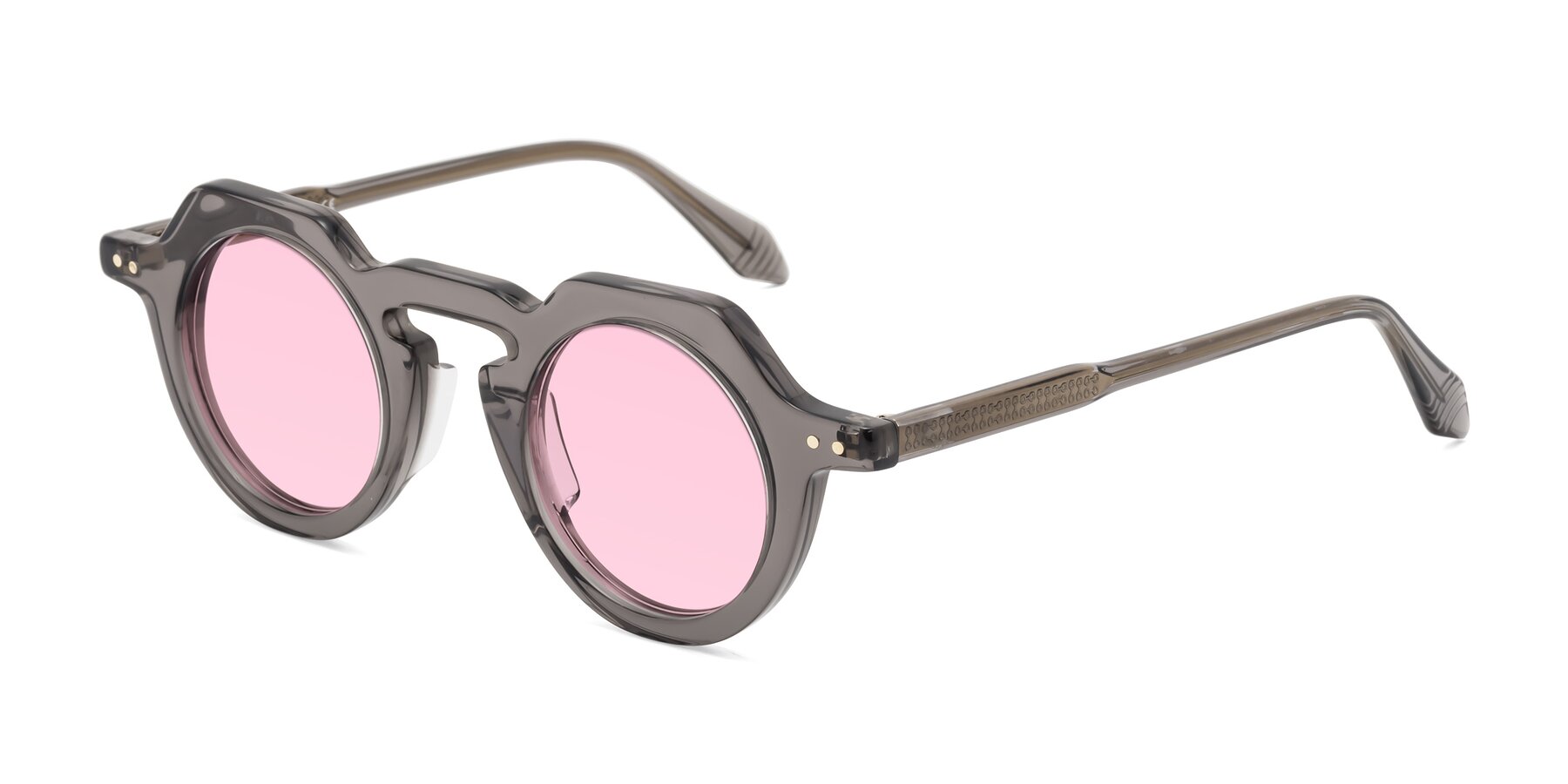 Angle of Arbor in Translucent Gray with Light Pink Tinted Lenses