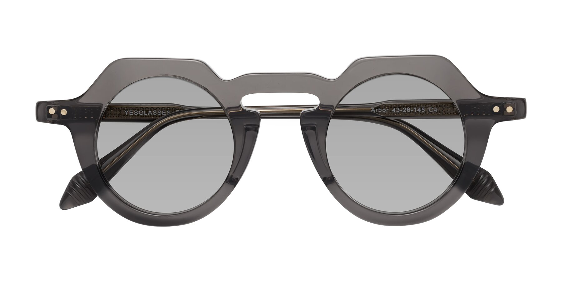 Folded Front of Arbor in Translucent Gray with Light Gray Tinted Lenses