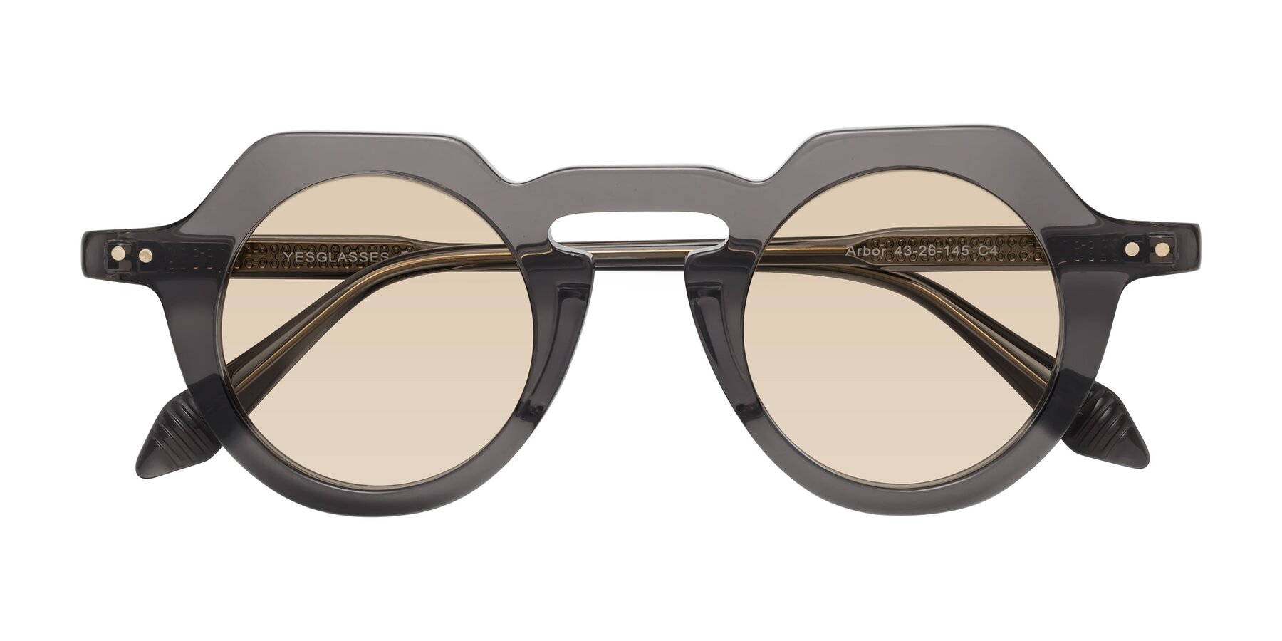 Folded Front of Arbor in Translucent Gray with Light Brown Tinted Lenses