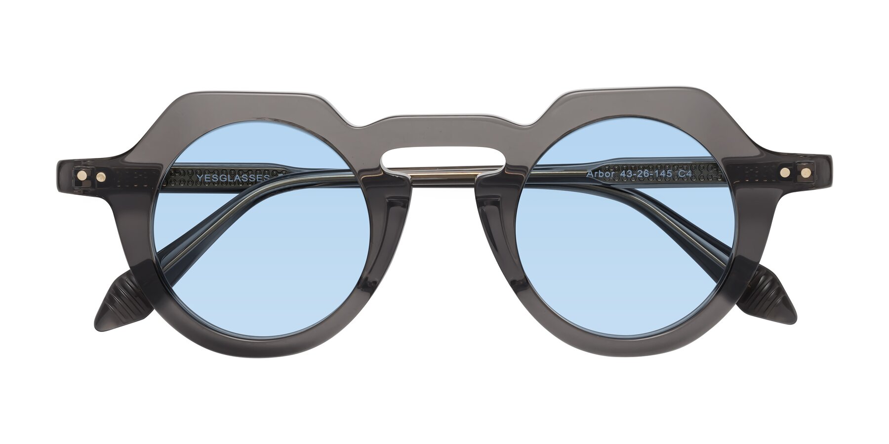 Folded Front of Arbor in Translucent Gray with Light Blue Tinted Lenses