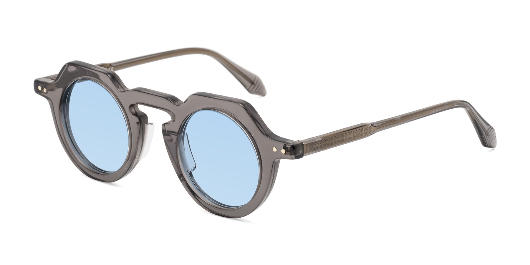 Angle of Arbor in Translucent Gray with Light Blue Tinted Lenses