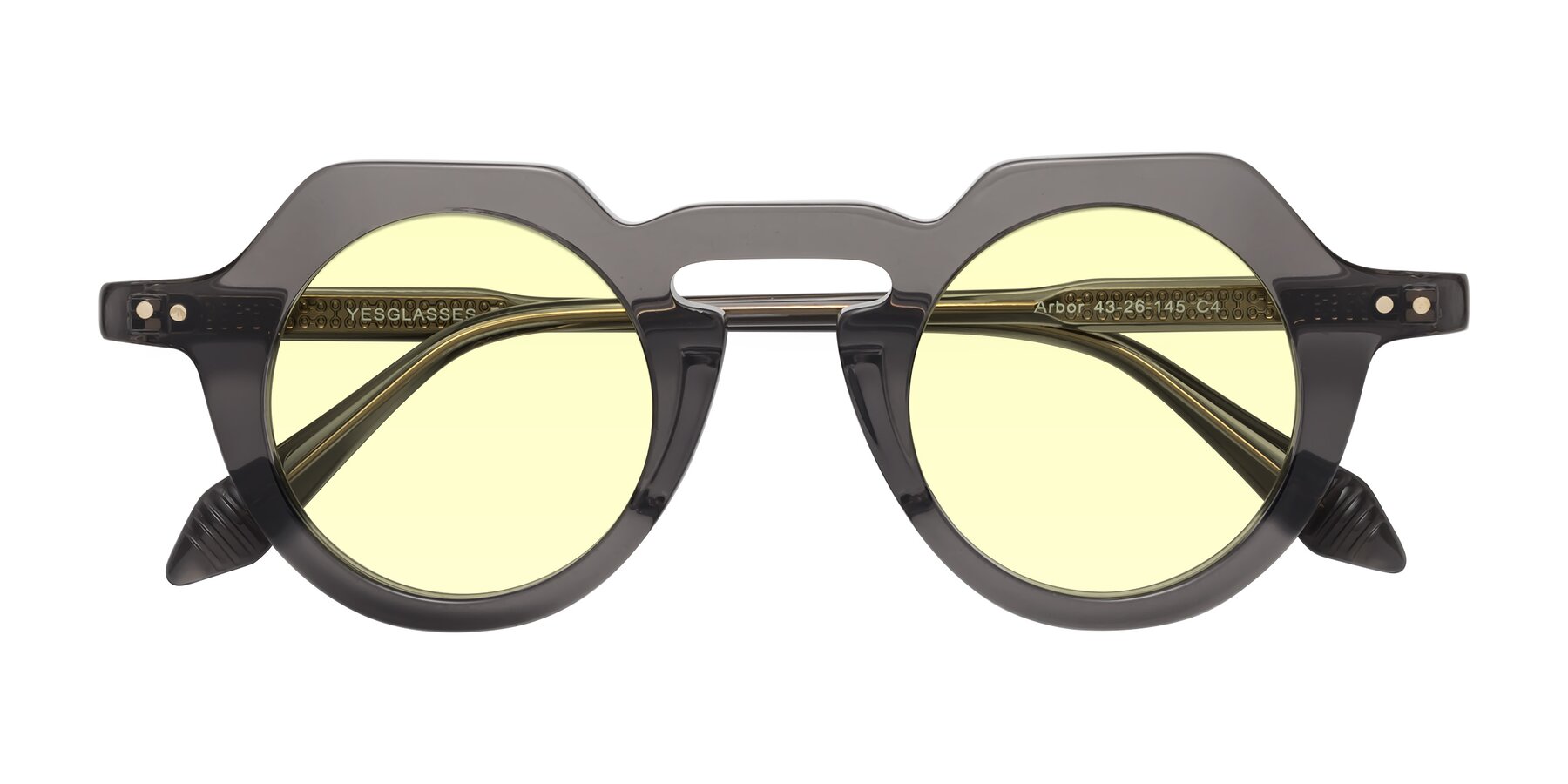 Folded Front of Arbor in Translucent Gray with Light Yellow Tinted Lenses