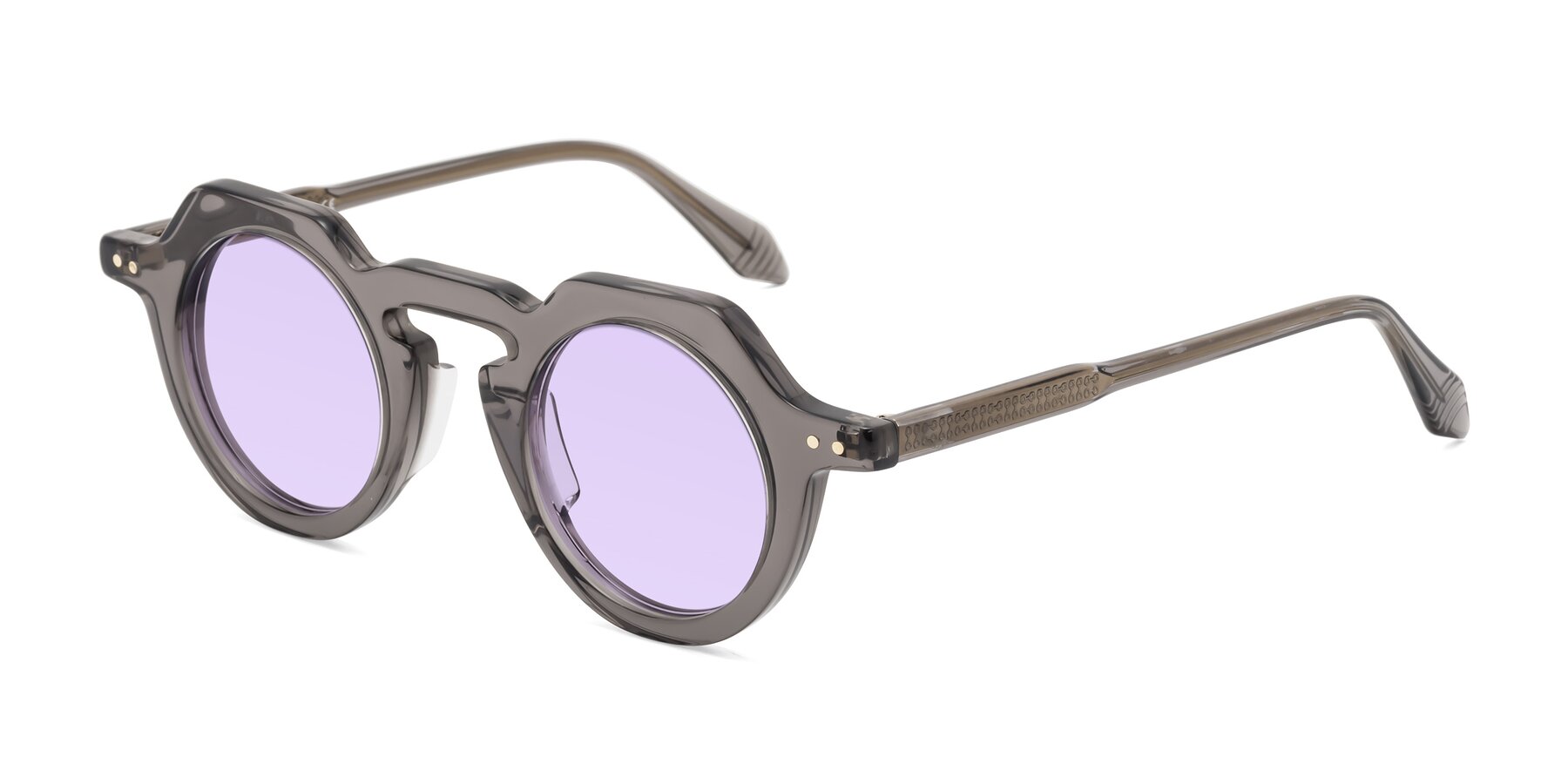 Angle of Arbor in Translucent Gray with Light Purple Tinted Lenses