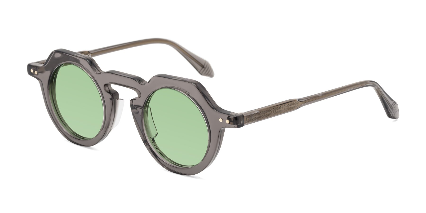 Angle of Arbor in Translucent Gray with Medium Green Tinted Lenses