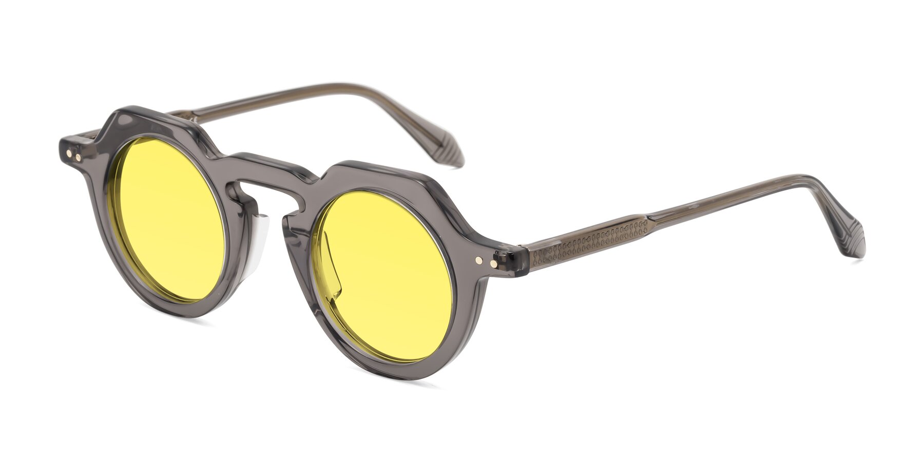 Angle of Arbor in Translucent Gray with Medium Yellow Tinted Lenses