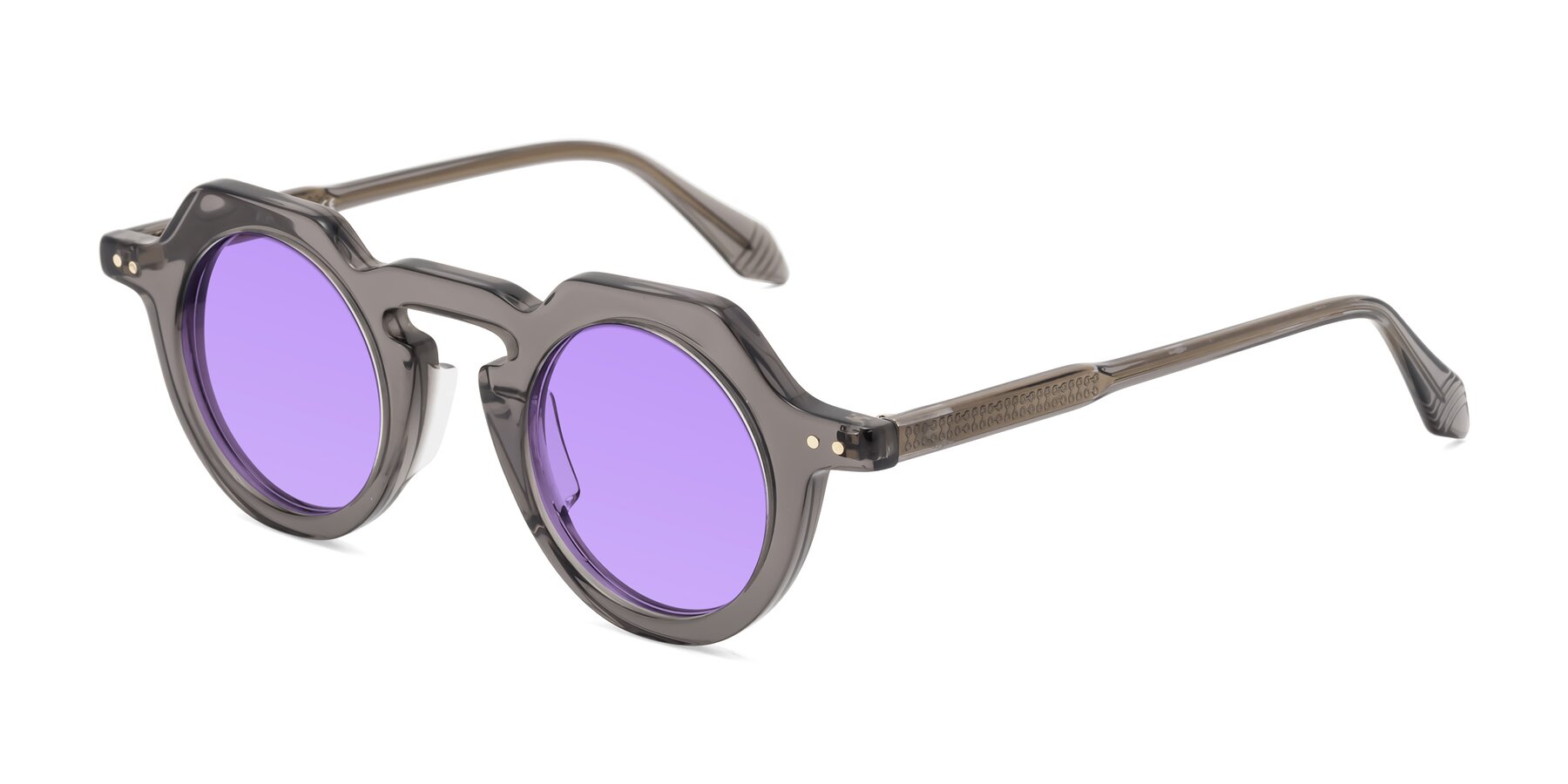 Angle of Arbor in Translucent Gray with Medium Purple Tinted Lenses