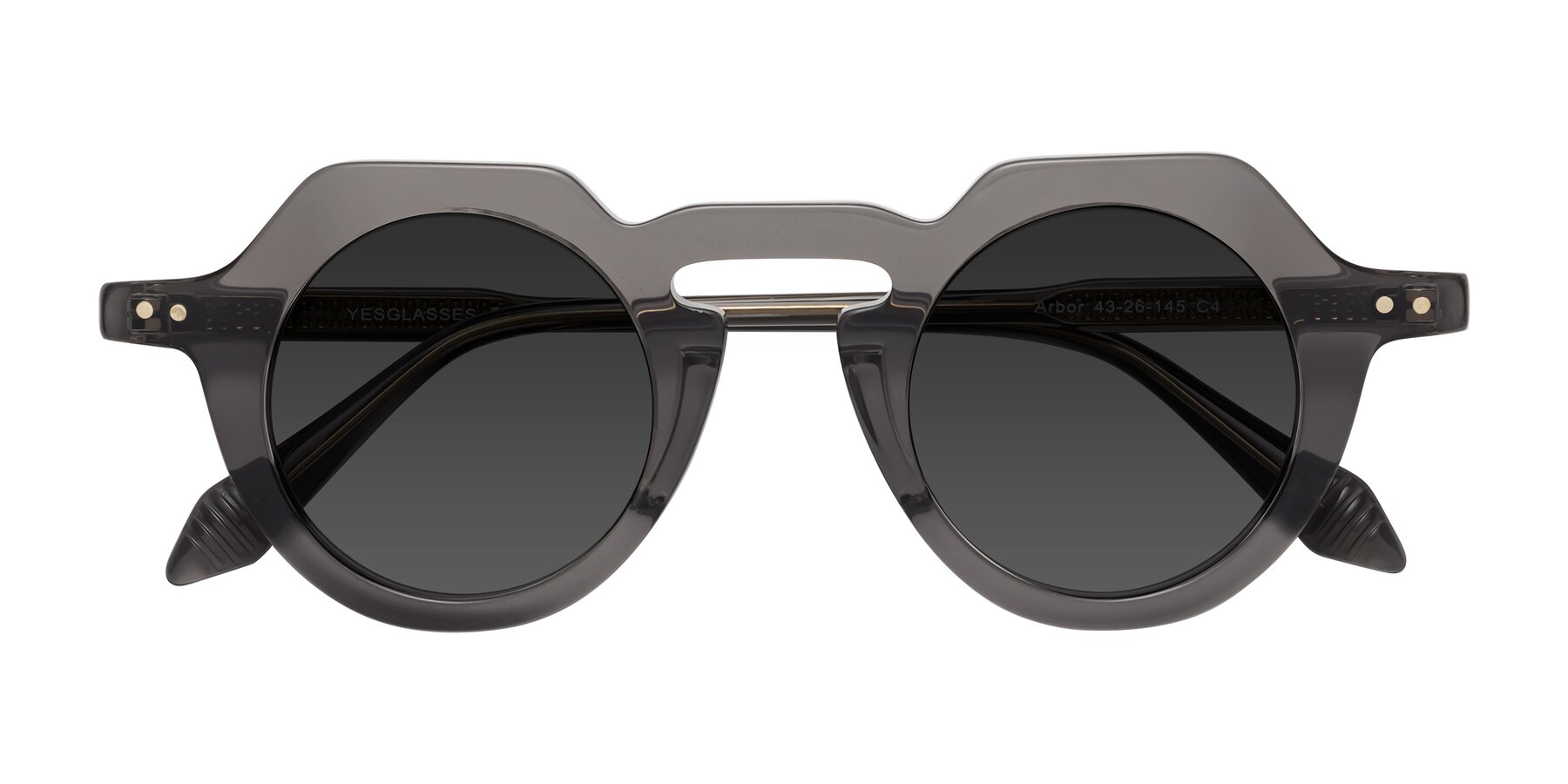 Folded Front of Arbor in Translucent Gray with Gray Tinted Lenses