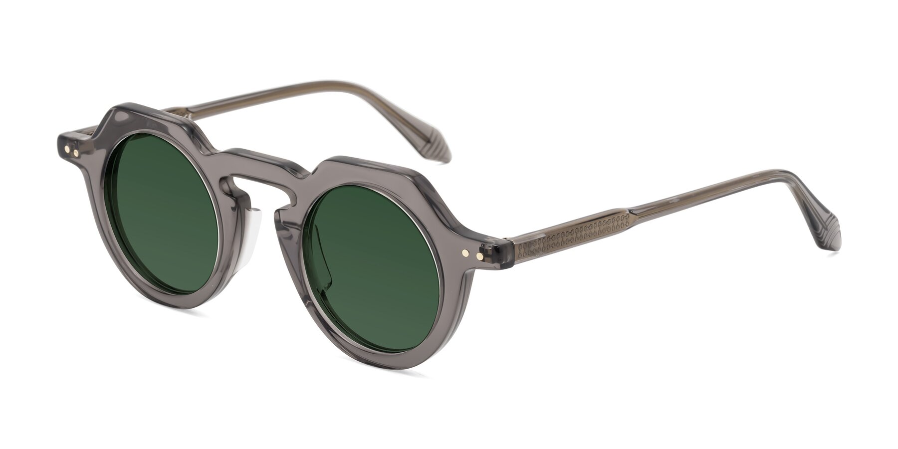 Angle of Arbor in Translucent Gray with Green Tinted Lenses