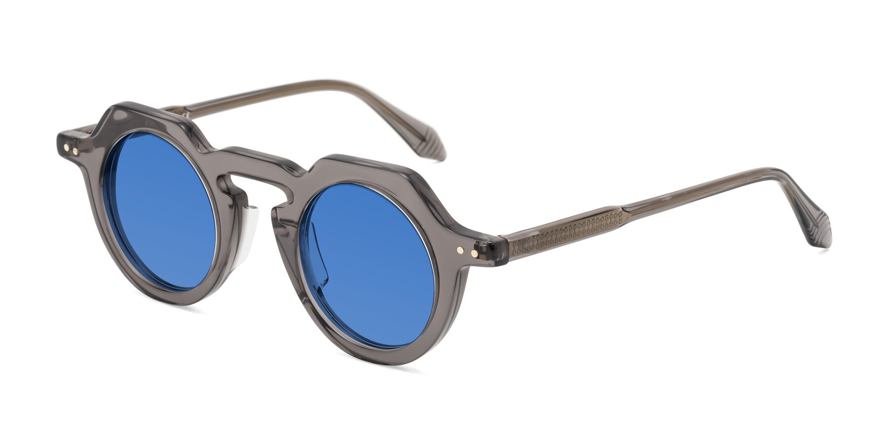 Angle of Arbor in Translucent Gray with Blue Tinted Lenses