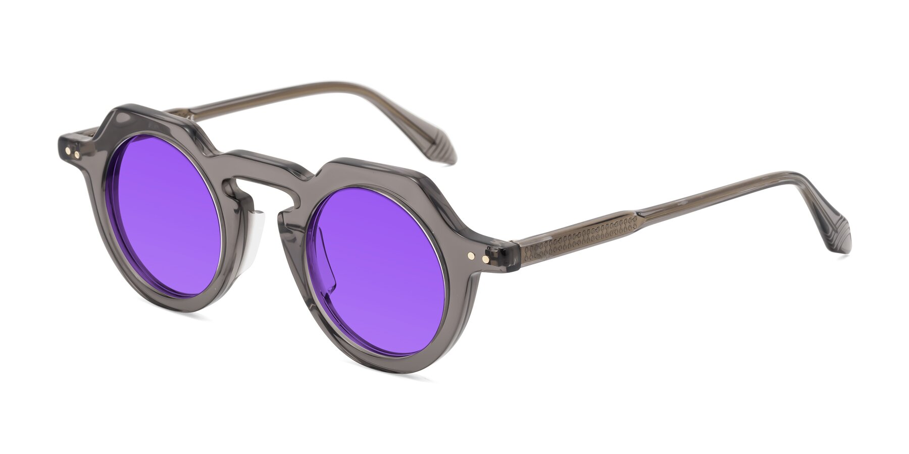 Angle of Arbor in Translucent Gray with Purple Tinted Lenses