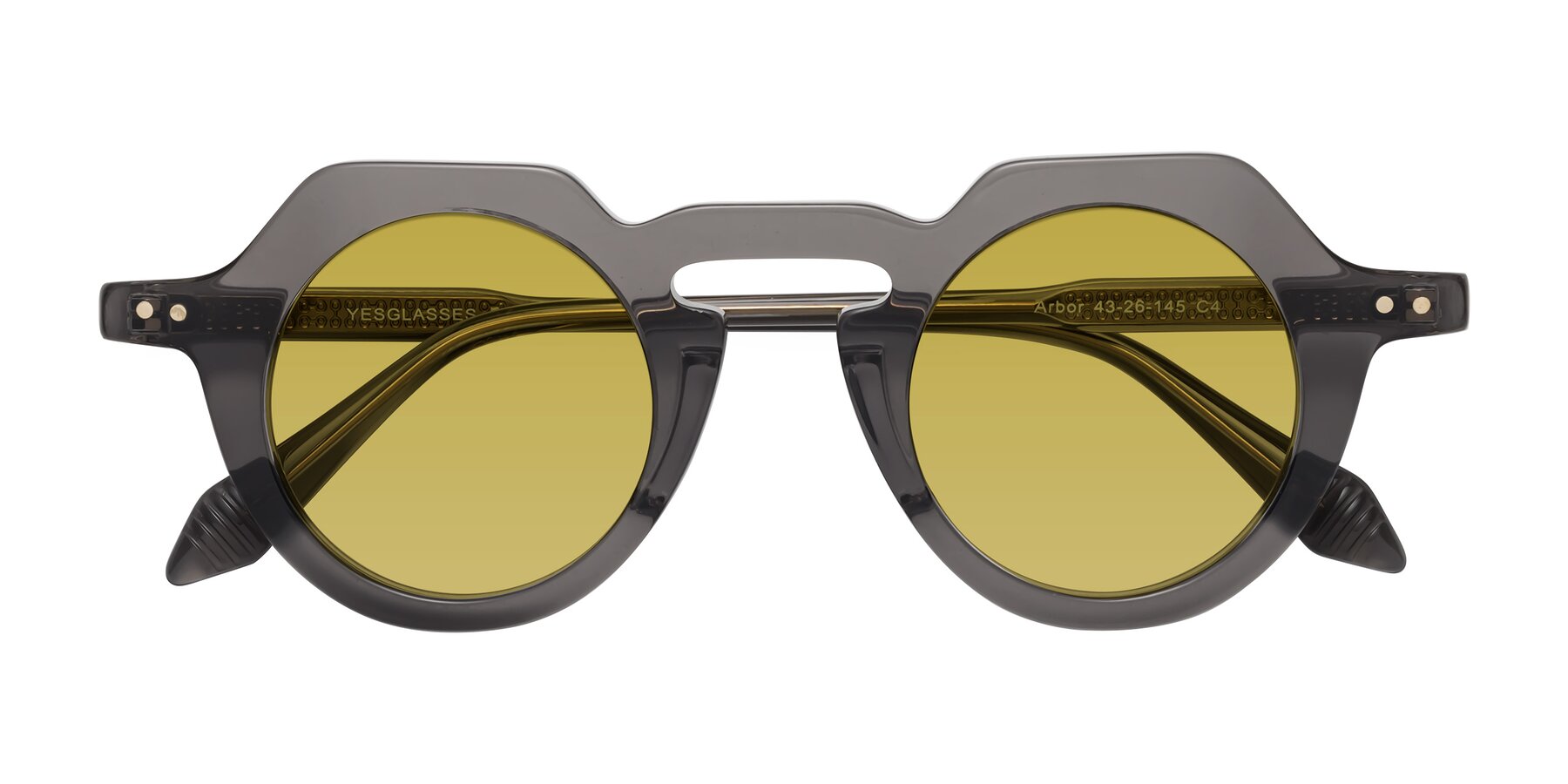 Folded Front of Arbor in Translucent Gray with Champagne Tinted Lenses