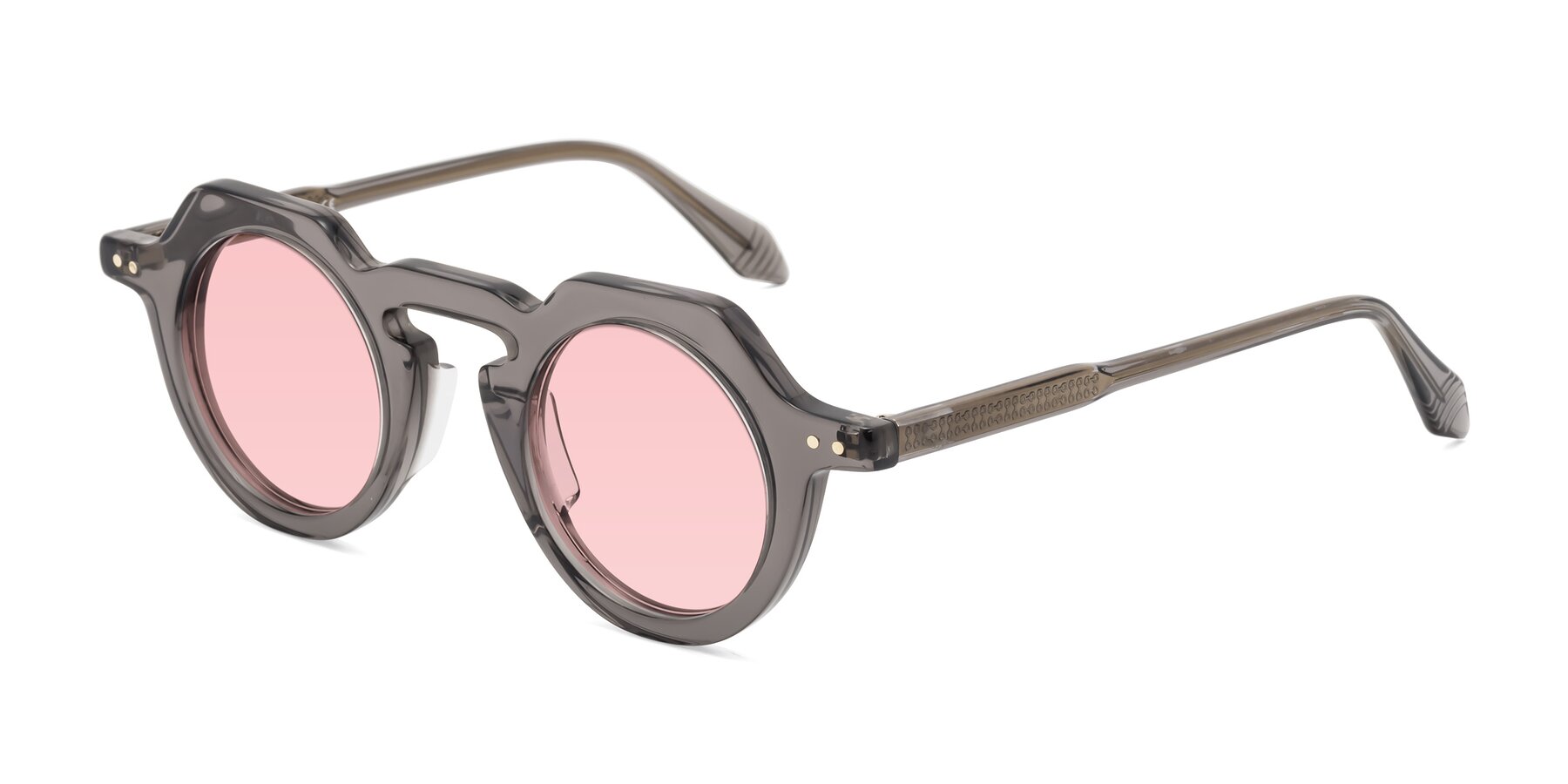 Angle of Arbor in Translucent Gray with Light Garnet Tinted Lenses