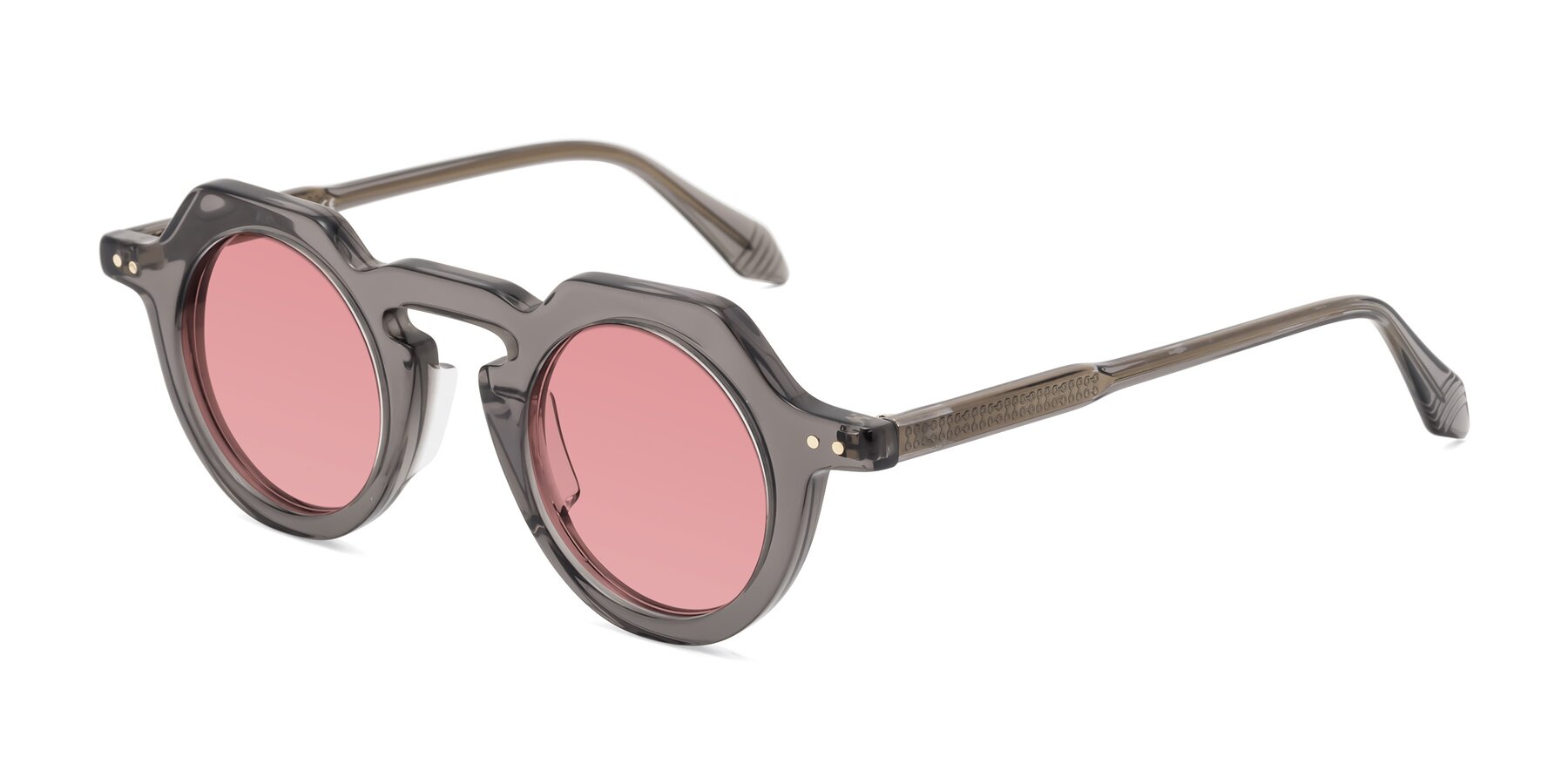 Angle of Arbor in Translucent Gray with Medium Garnet Tinted Lenses