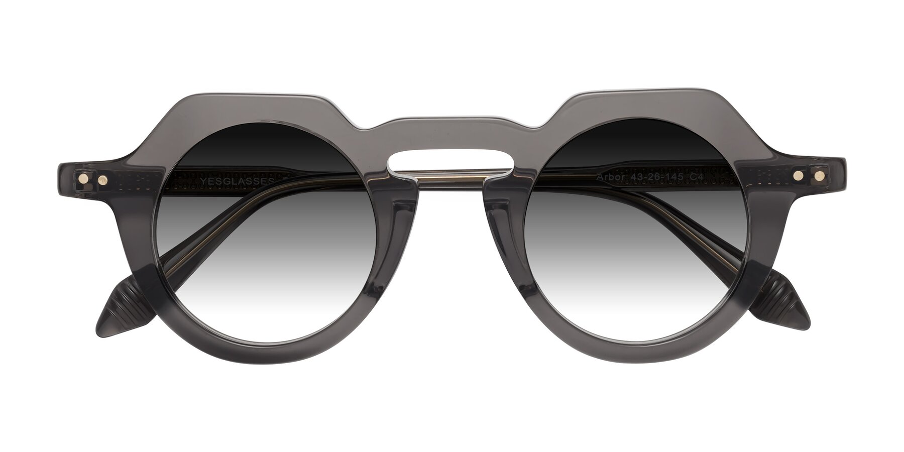 Folded Front of Arbor in Translucent Gray with Gray Gradient Lenses