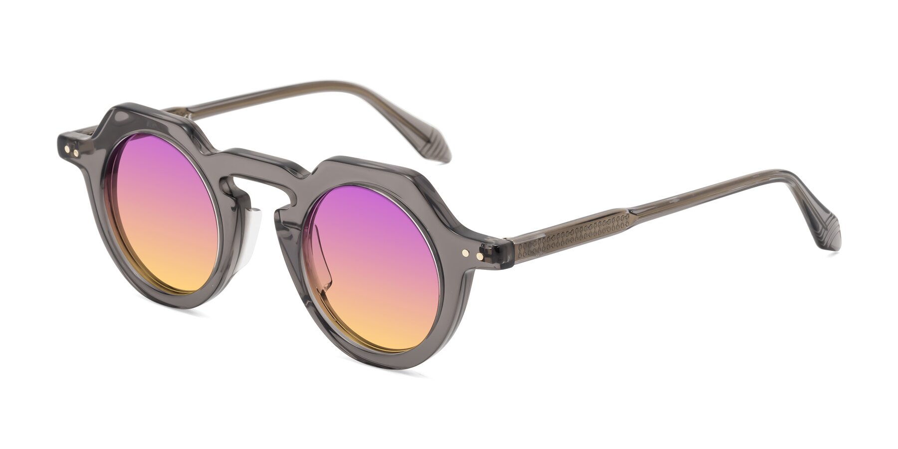 Angle of Arbor in Translucent Gray with Purple / Yellow Gradient Lenses