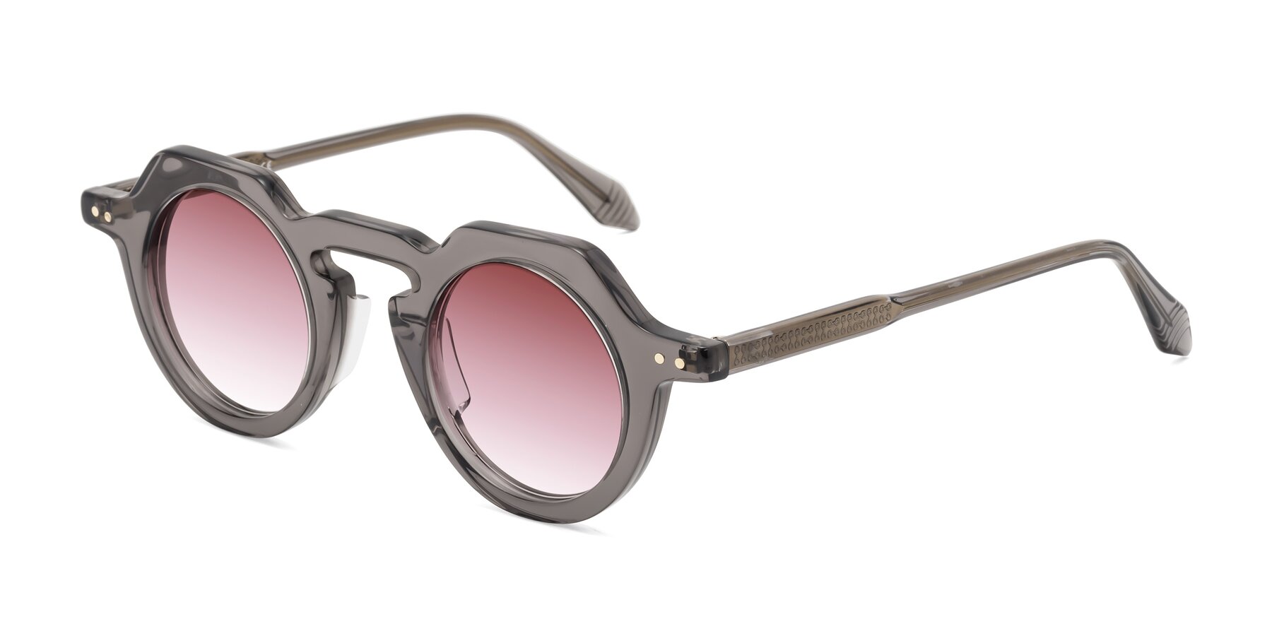 Angle of Arbor in Translucent Gray with Garnet Gradient Lenses