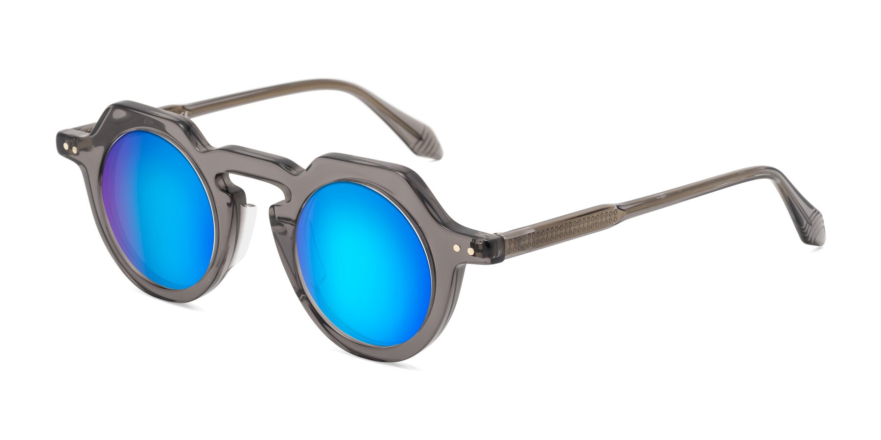 Angle of Arbor in Translucent Gray with Blue Mirrored Lenses