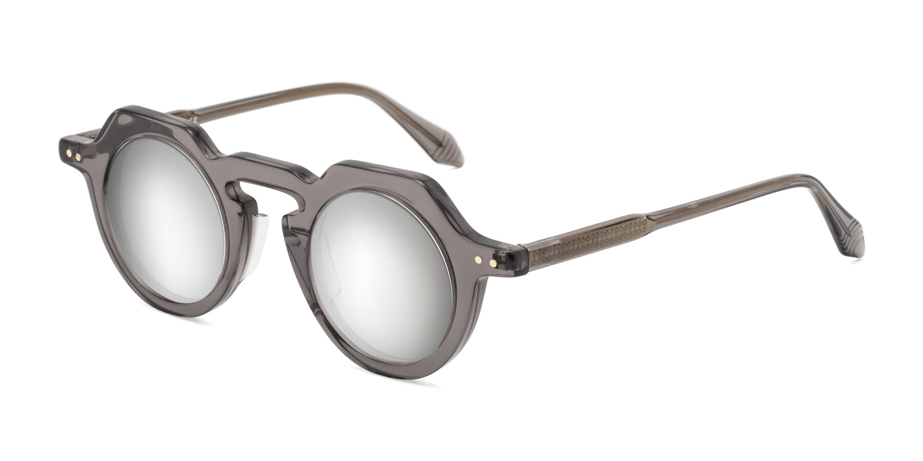 Angle of Arbor in Translucent Gray with Silver Mirrored Lenses