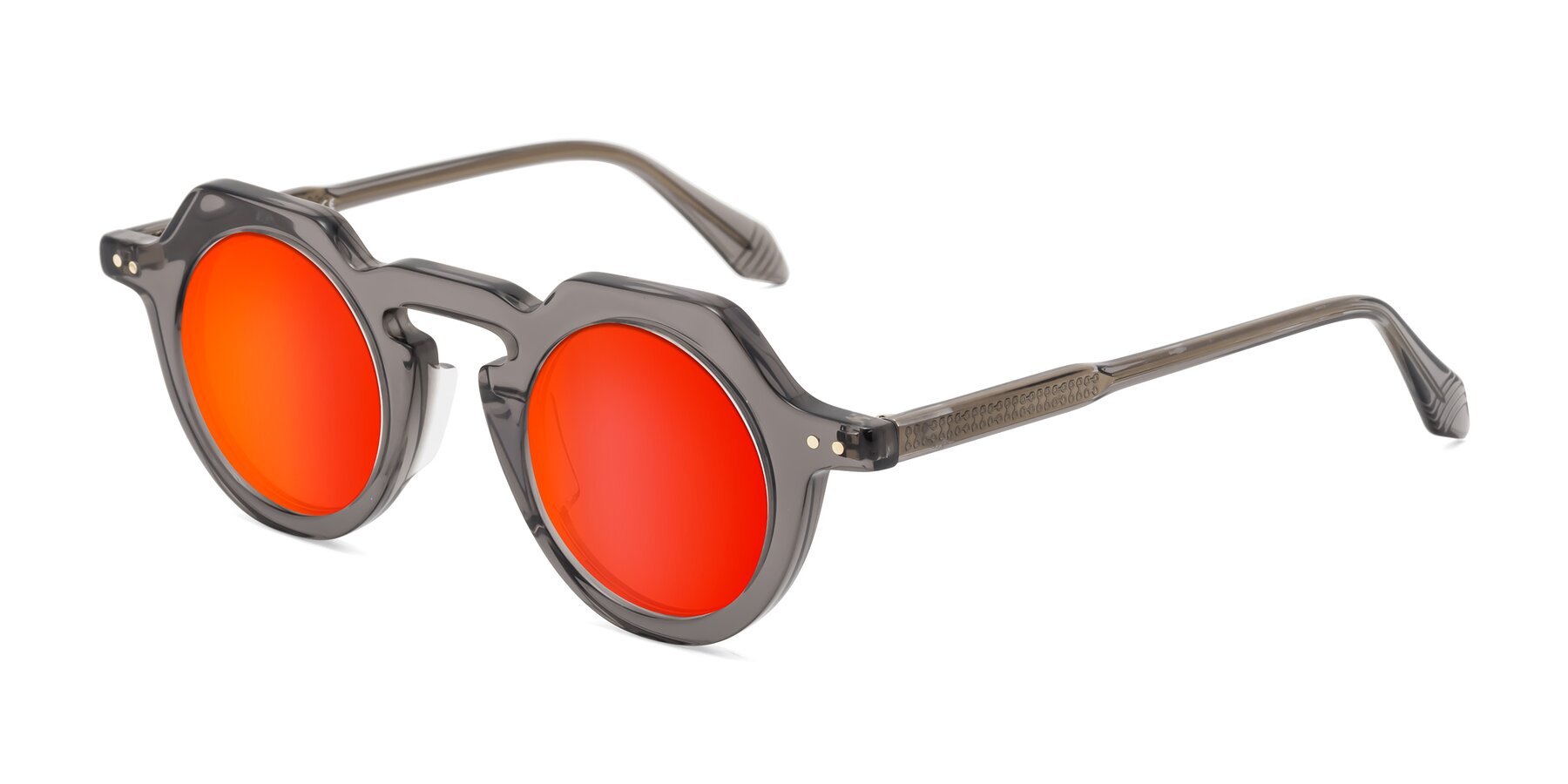 Angle of Arbor in Translucent Gray with Red Gold Mirrored Lenses