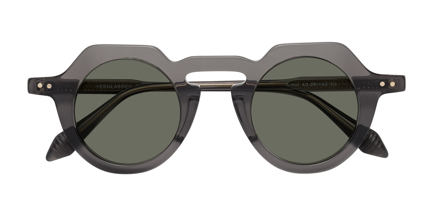 Folded Front of Arbor in Translucent Gray with Gray Polarized Lenses