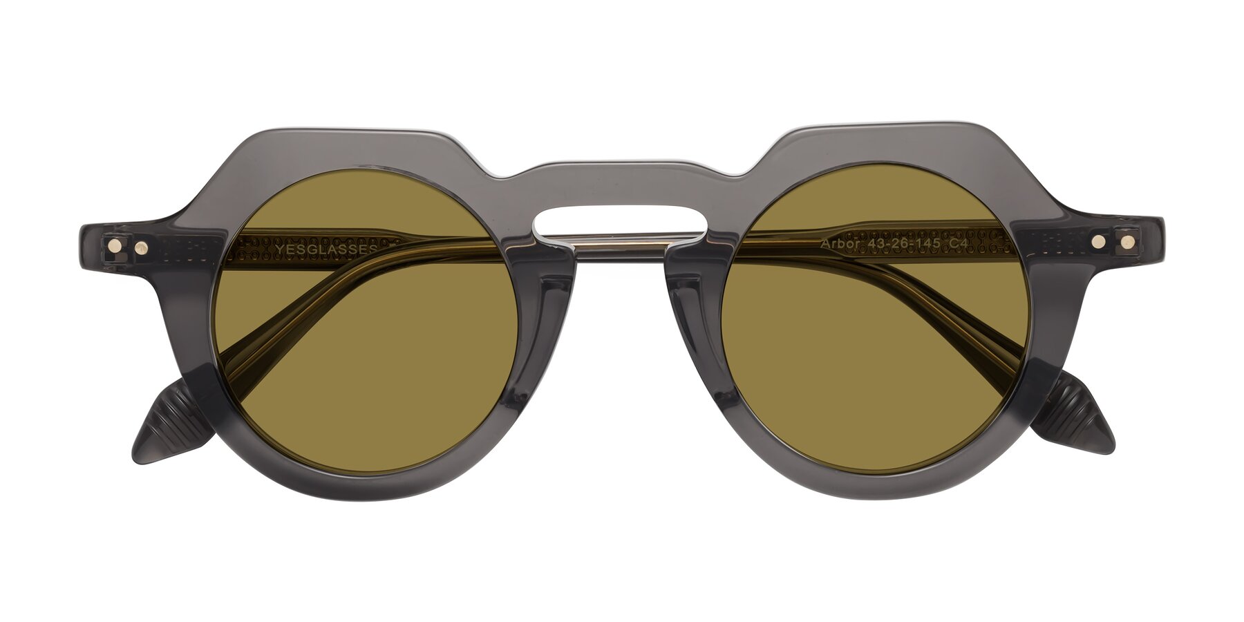 Folded Front of Arbor in Translucent Gray with Brown Polarized Lenses