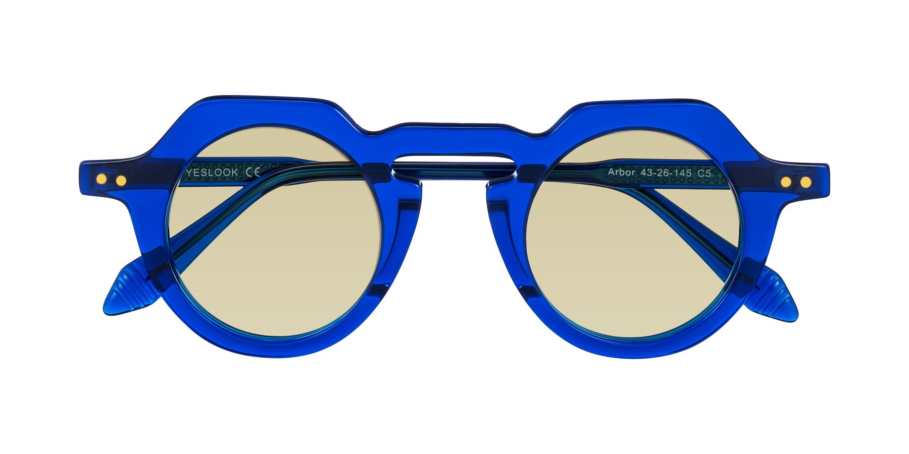Folded Front of Arbor in Blue with Light Champagne Tinted Lenses