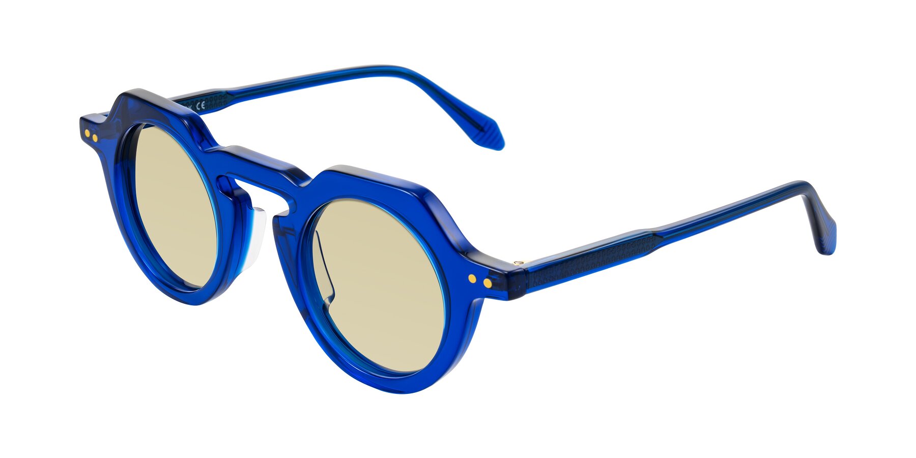 Angle of Arbor in Blue with Light Champagne Tinted Lenses