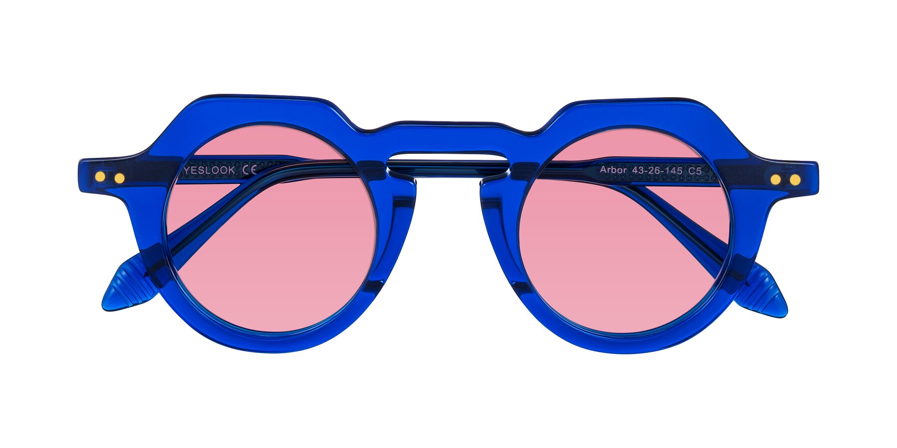 Folded Front of Arbor in Blue with Pink Tinted Lenses