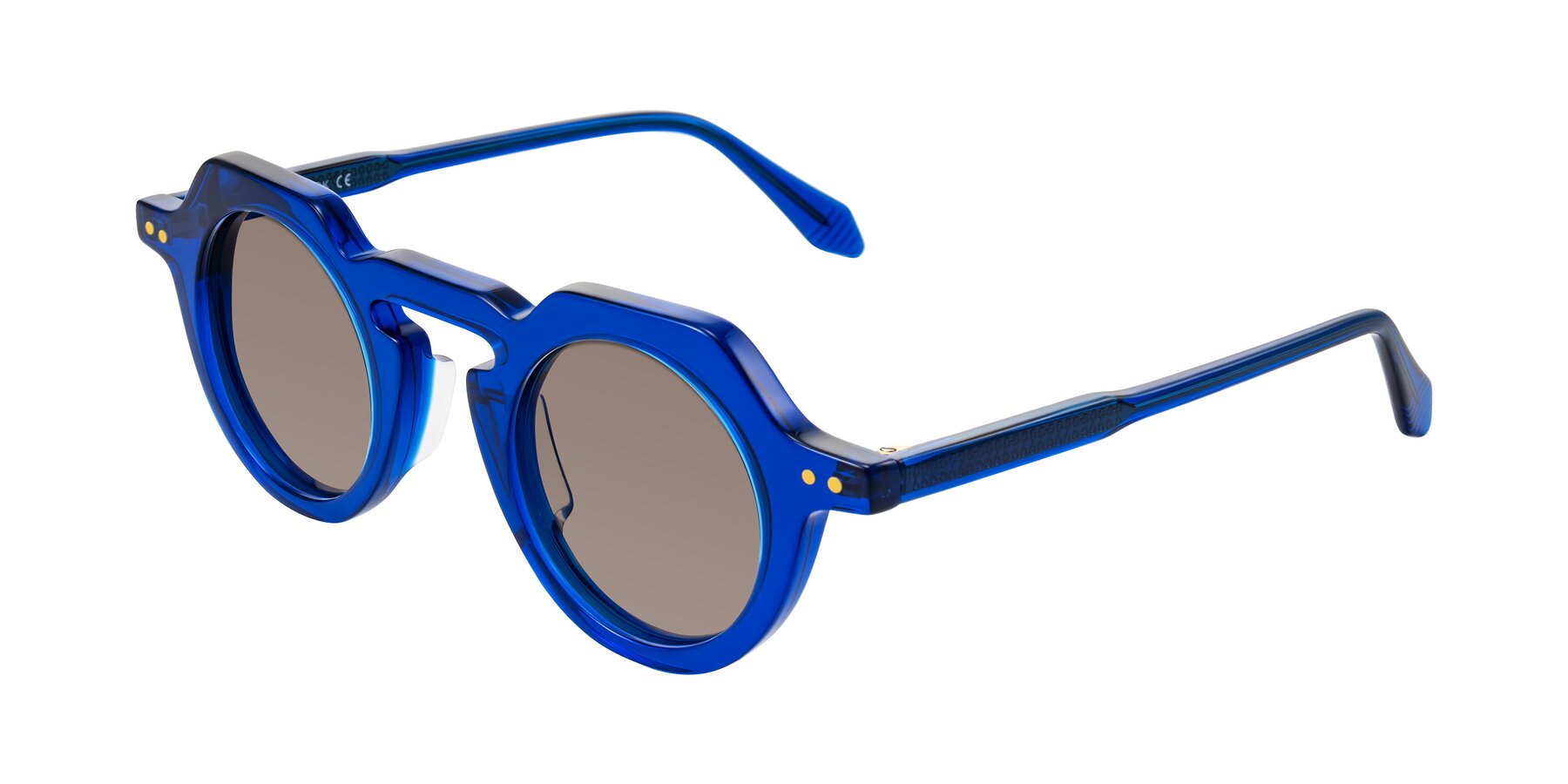 Angle of Arbor in Blue with Medium Brown Tinted Lenses