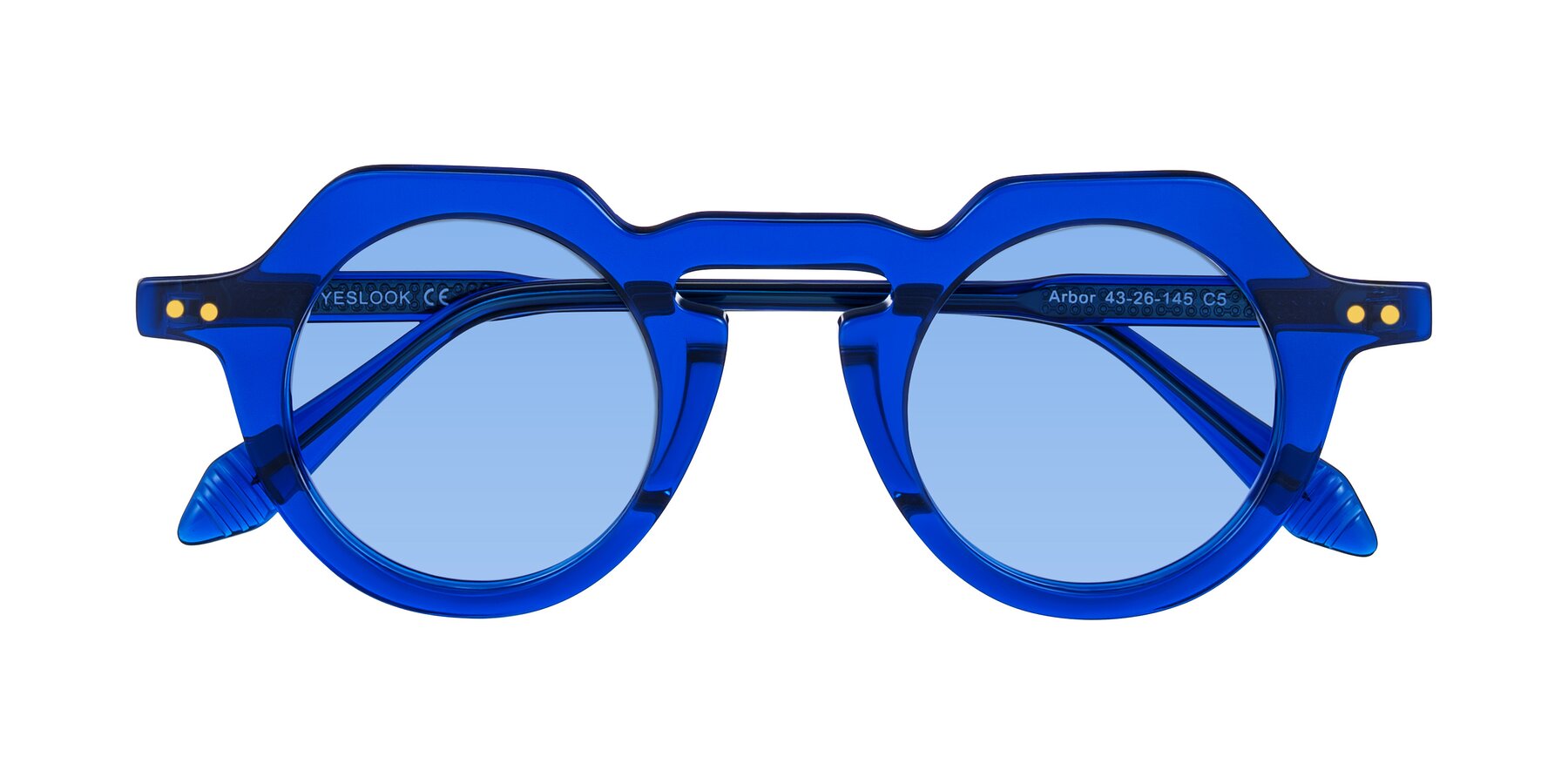 Folded Front of Arbor in Blue with Medium Blue Tinted Lenses