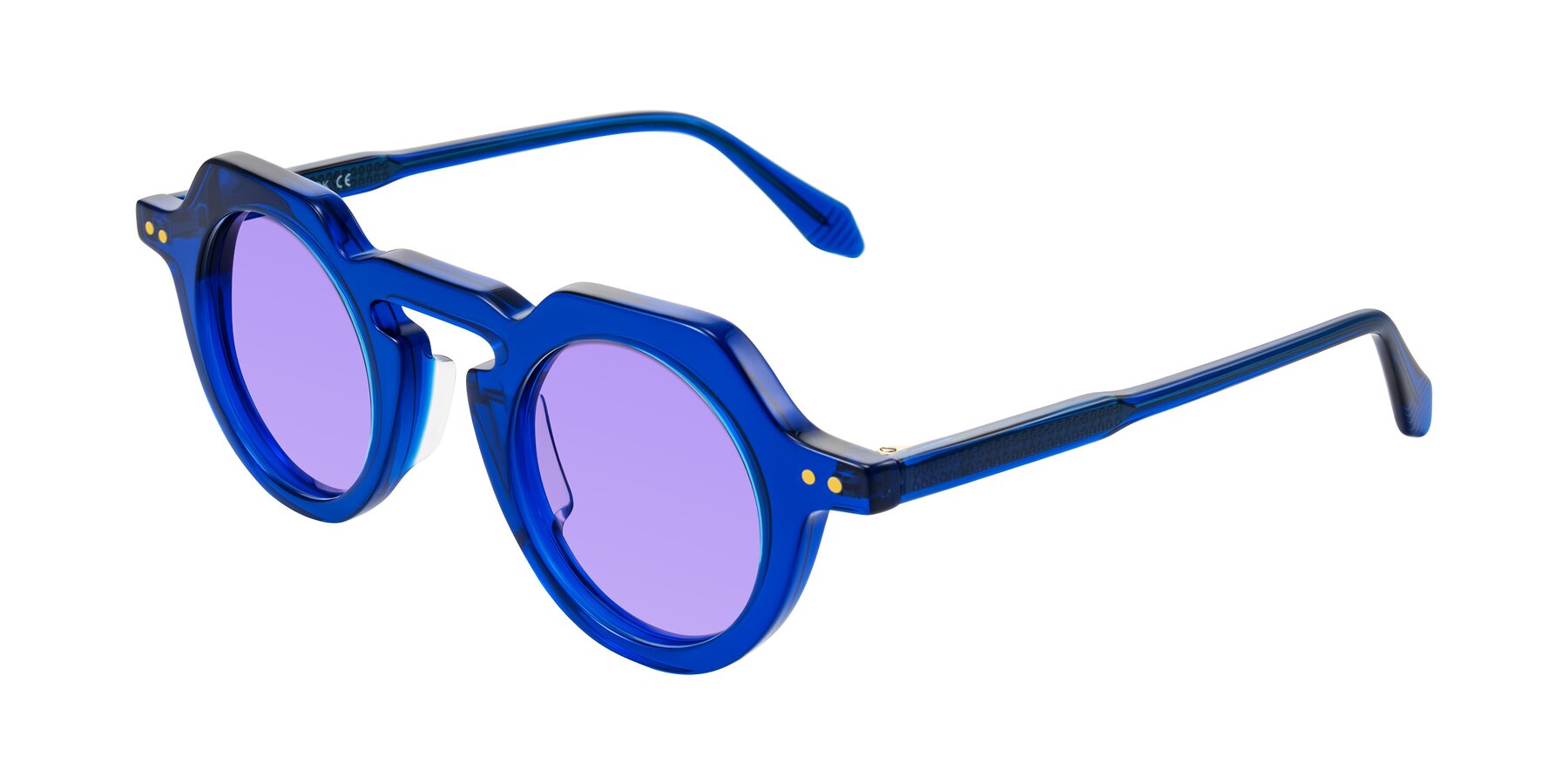 Angle of Arbor in Blue with Medium Purple Tinted Lenses