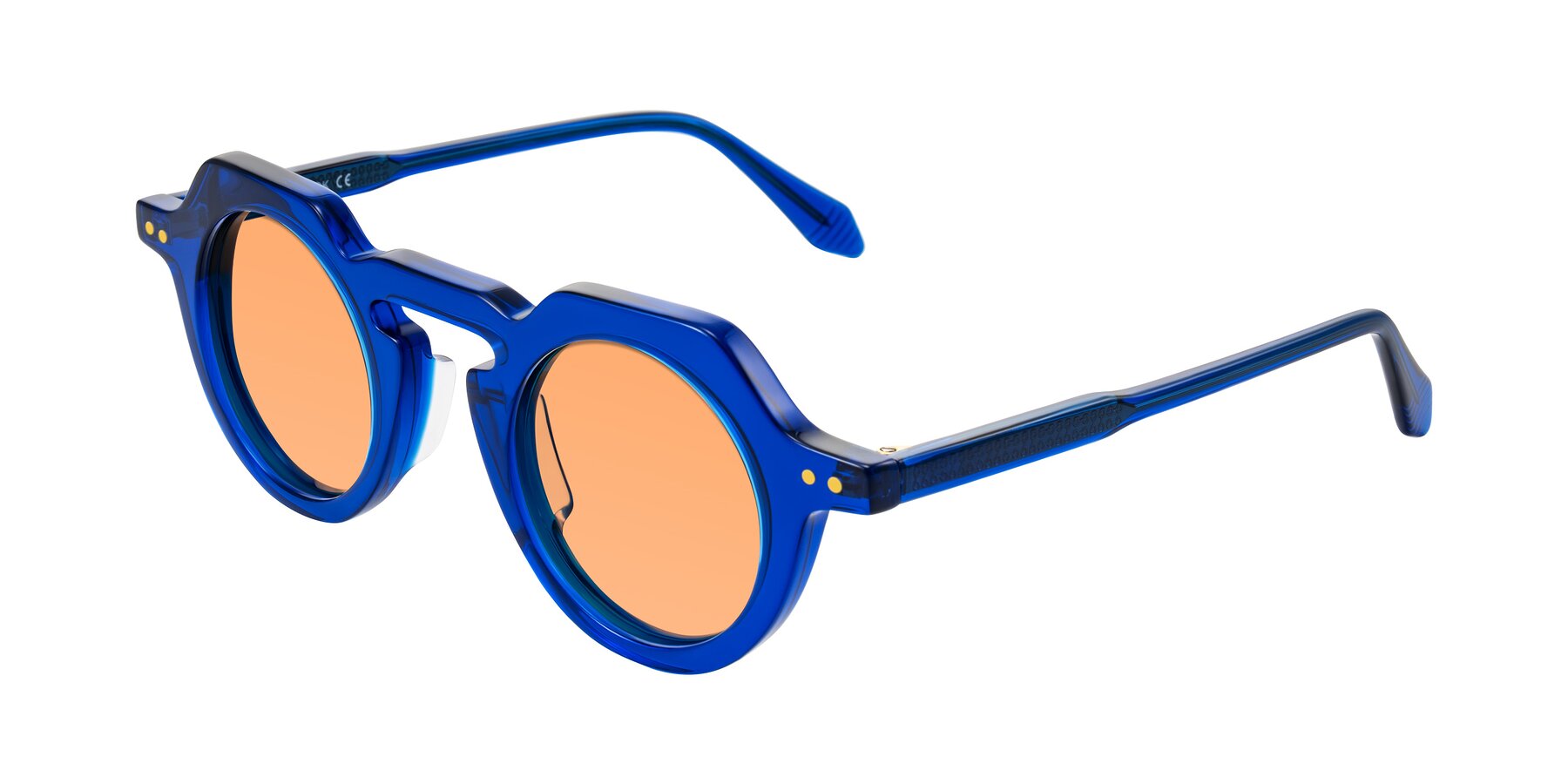 Angle of Arbor in Blue with Medium Orange Tinted Lenses
