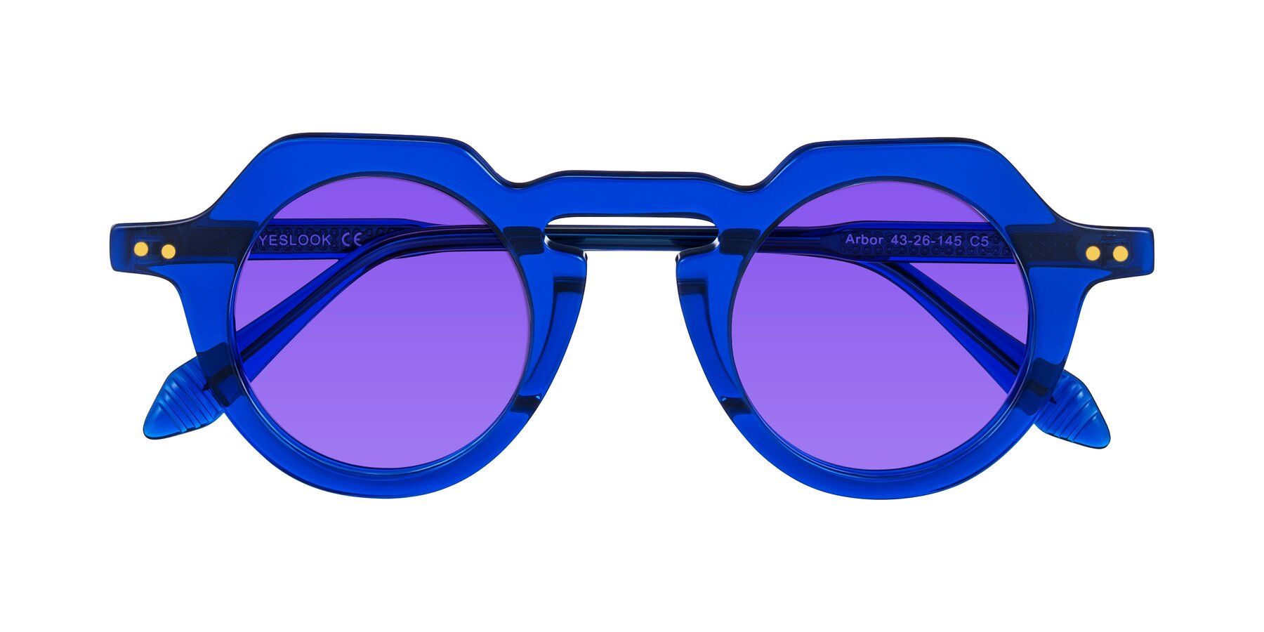 Folded Front of Arbor in Blue with Purple Tinted Lenses