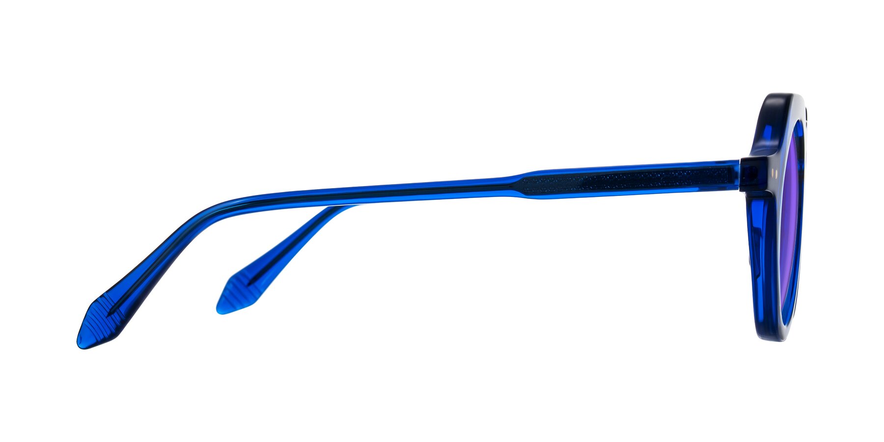 Side of Arbor in Blue with Purple Tinted Lenses