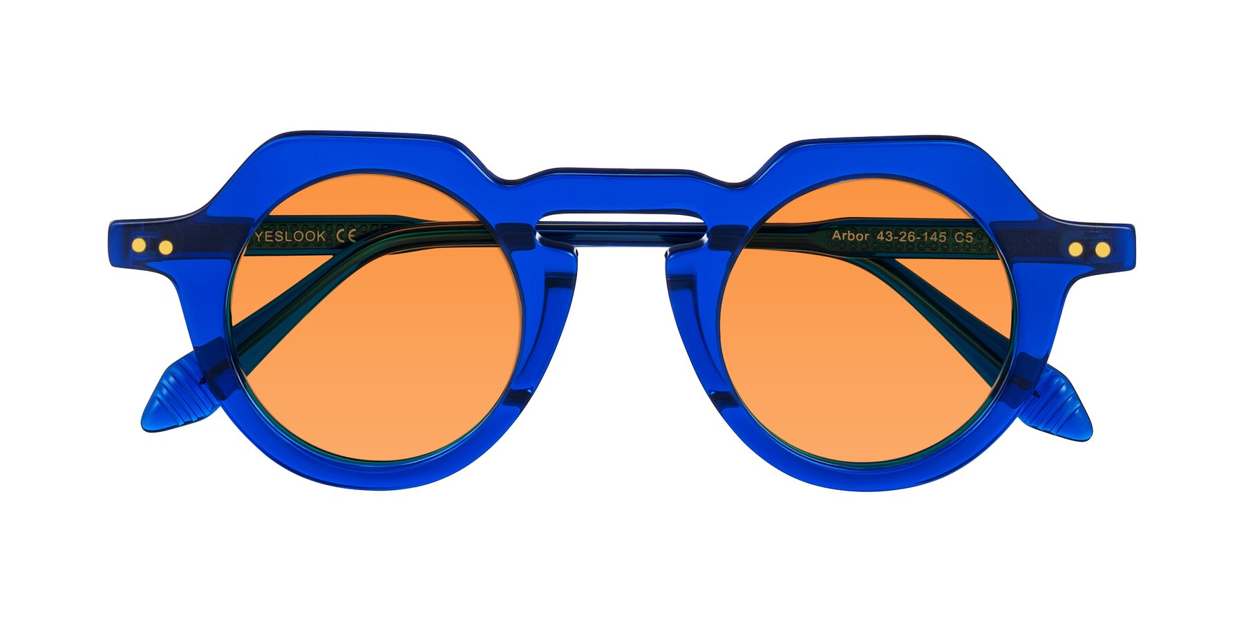 Folded Front of Arbor in Blue with Orange Tinted Lenses