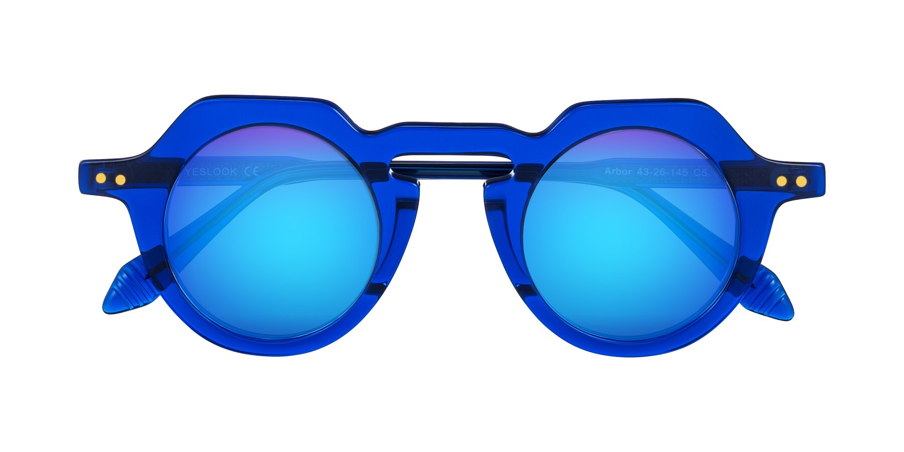 Folded Front of Arbor in Blue with Blue Mirrored Lenses