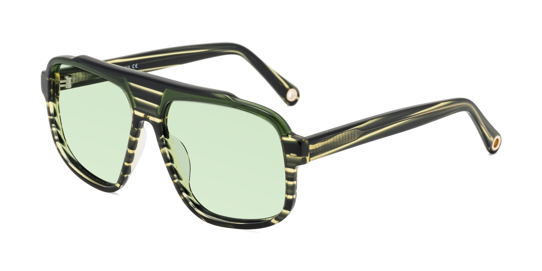 Angle of kong in Forest Striped with Light Green Tinted Lenses