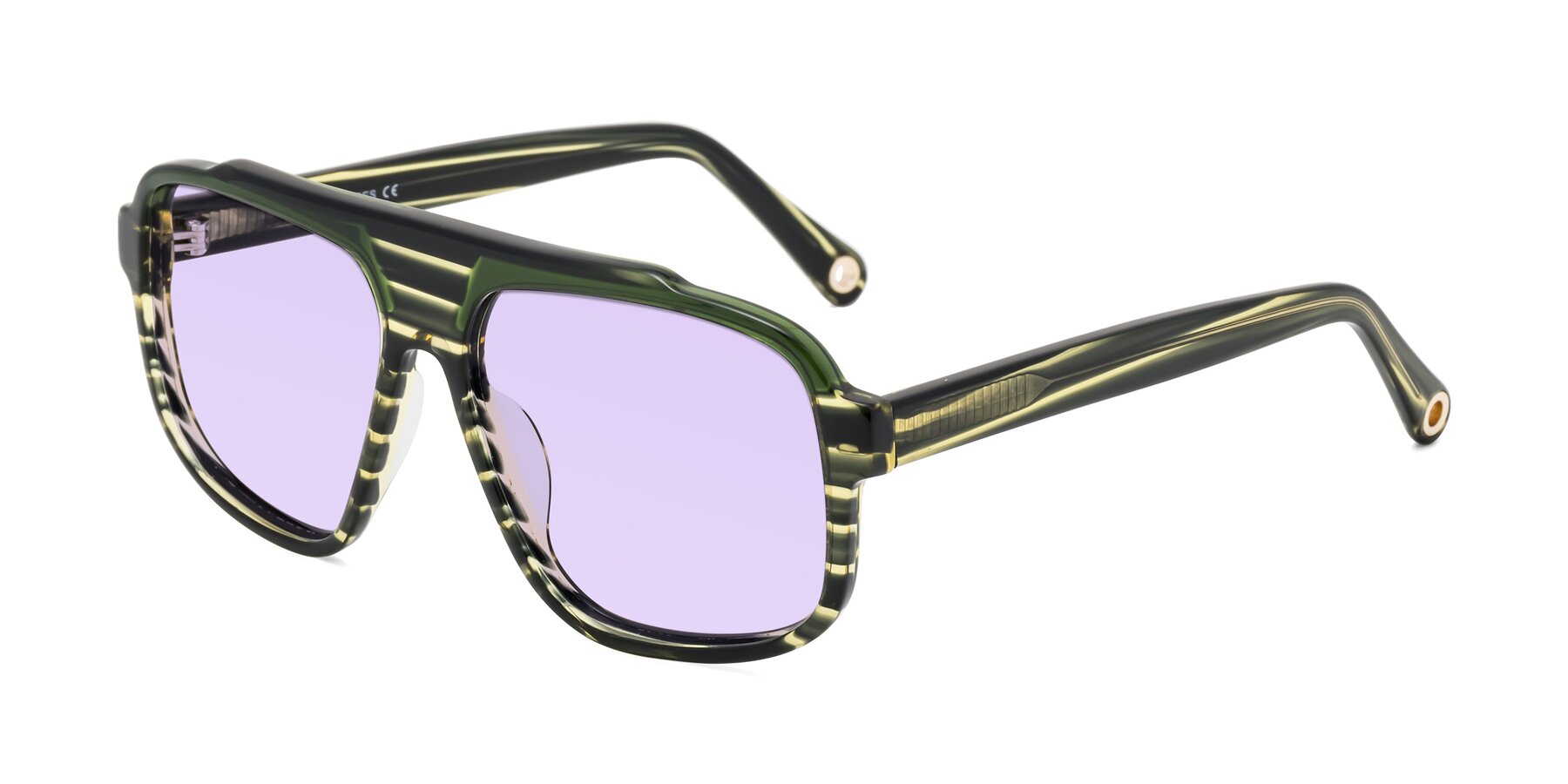 Angle of kong in Forest Striped with Light Purple Tinted Lenses