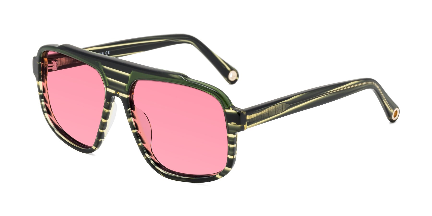 Angle of kong in Forest Striped with Pink Tinted Lenses