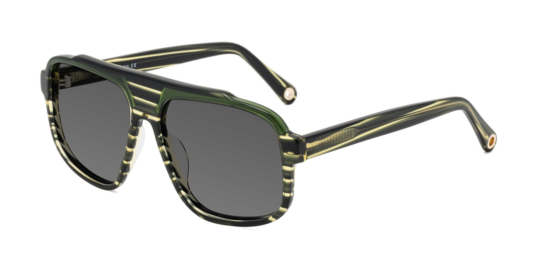 Angle of kong in Forest Striped with Medium Gray Tinted Lenses