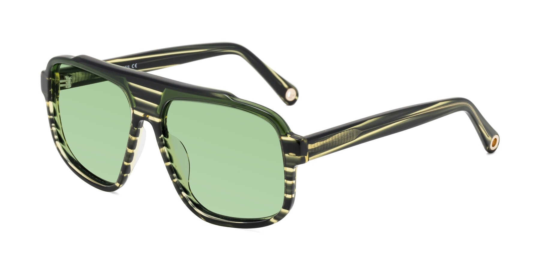 Angle of kong in Forest Striped with Medium Green Tinted Lenses