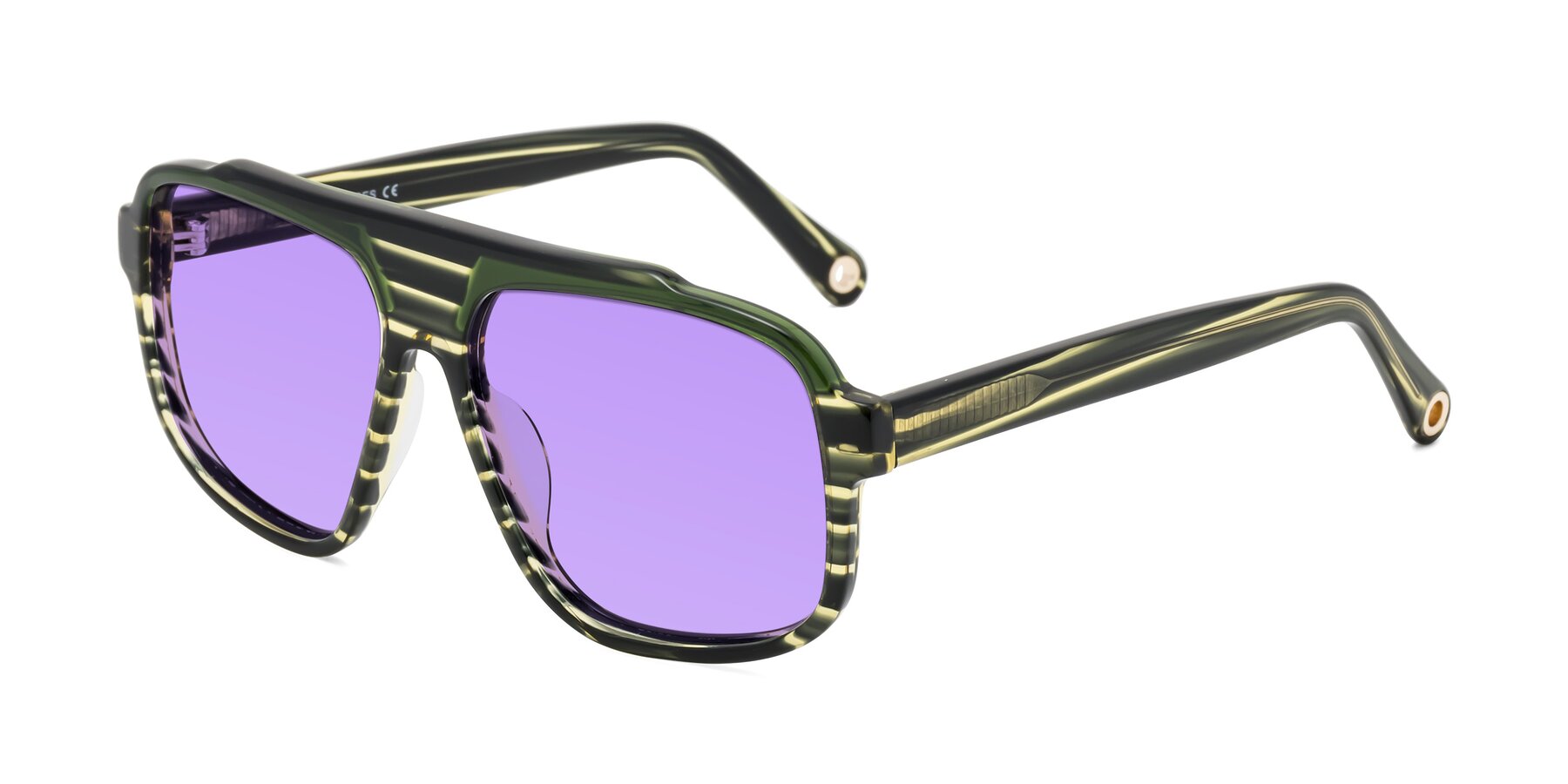 Angle of kong in Forest Striped with Medium Purple Tinted Lenses