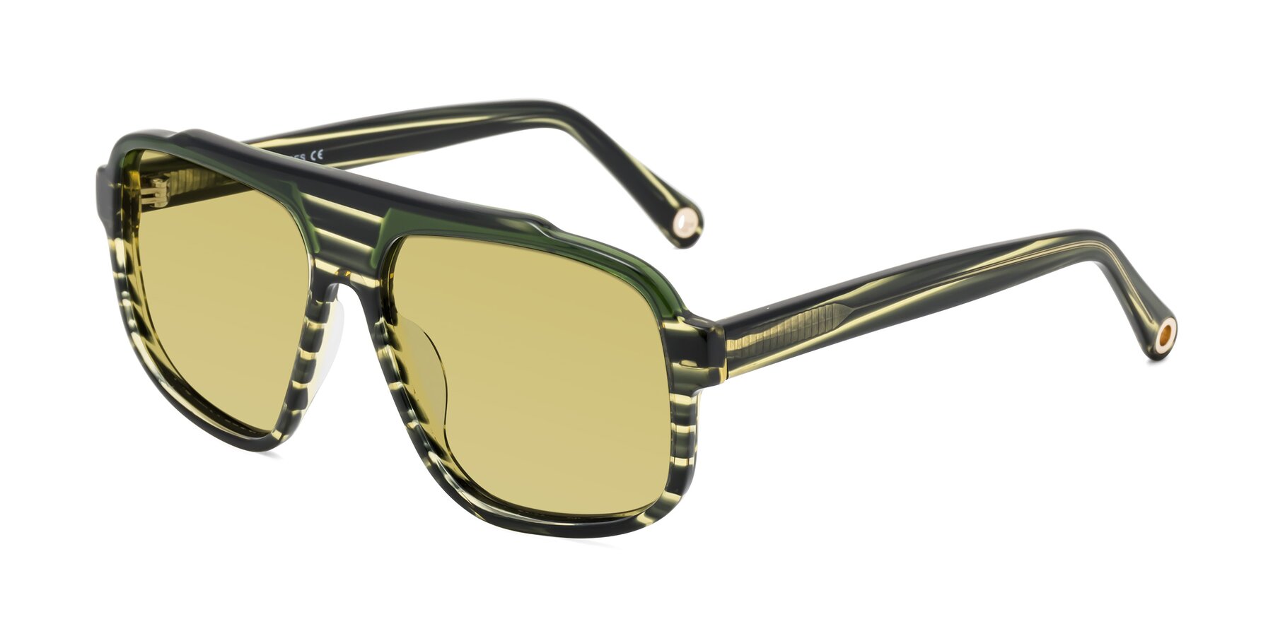 Angle of kong in Forest Striped with Medium Champagne Tinted Lenses