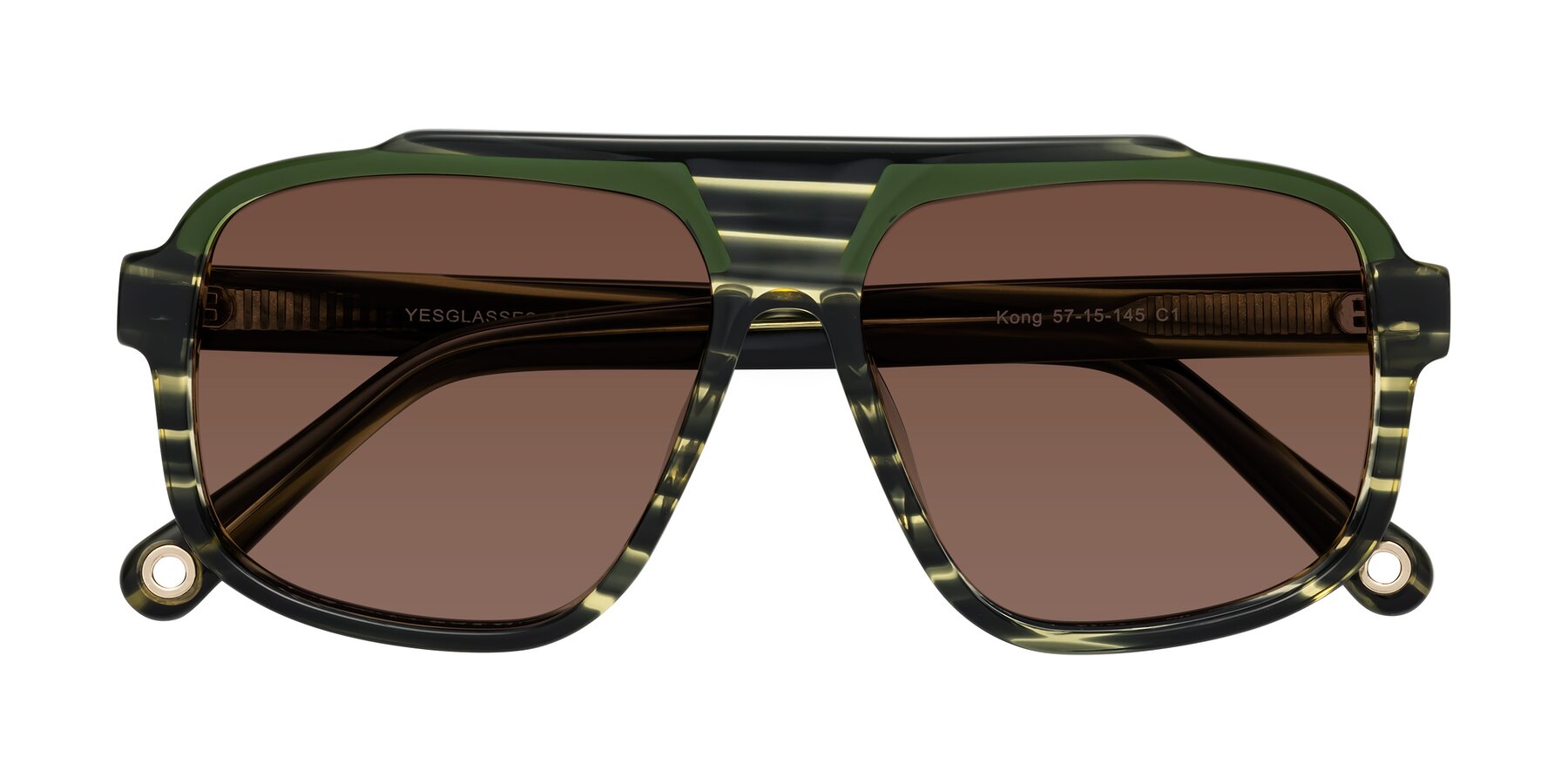 Folded Front of kong in Forest Striped with Brown Tinted Lenses