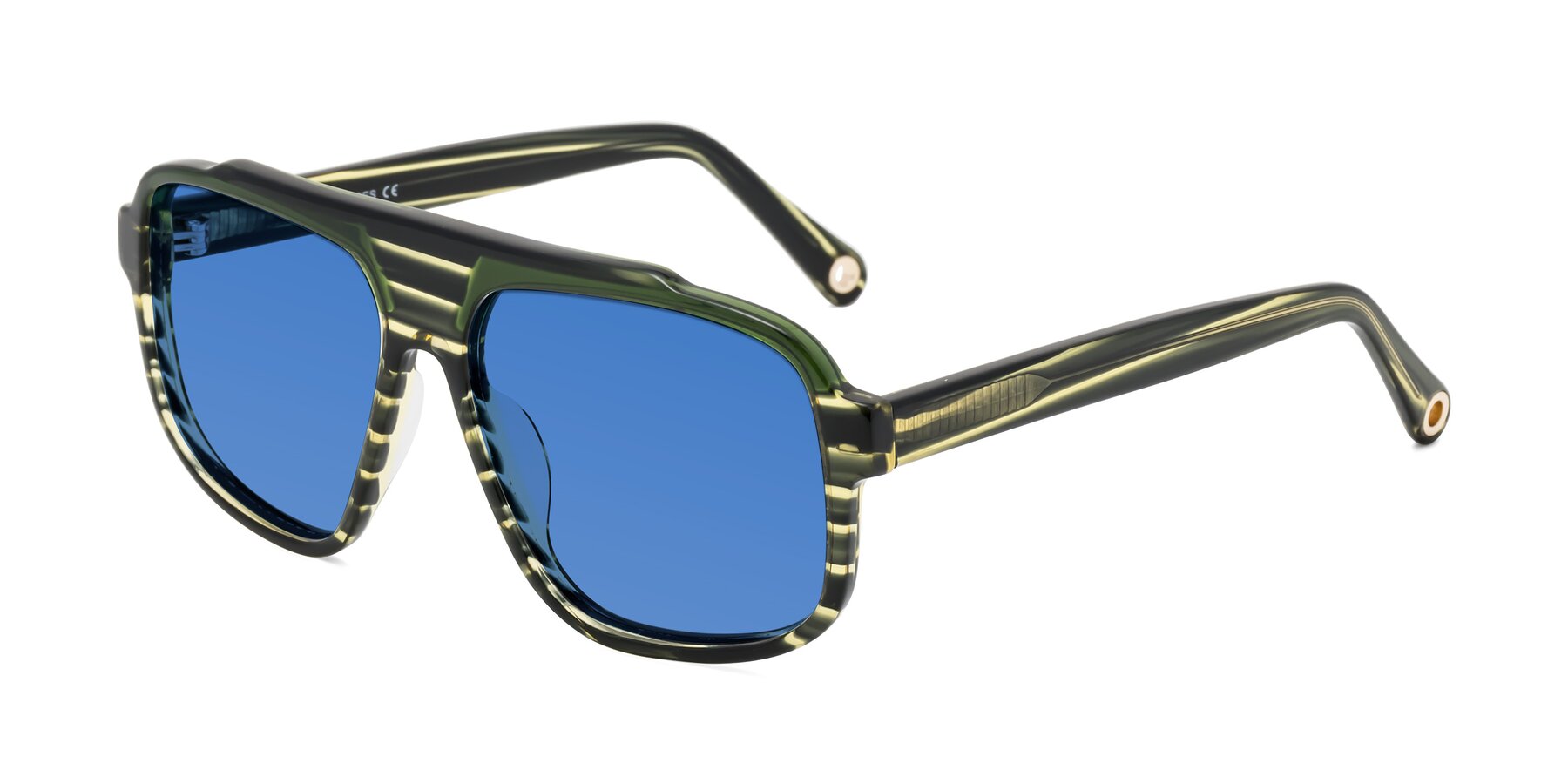 Angle of kong in Forest Striped with Blue Tinted Lenses