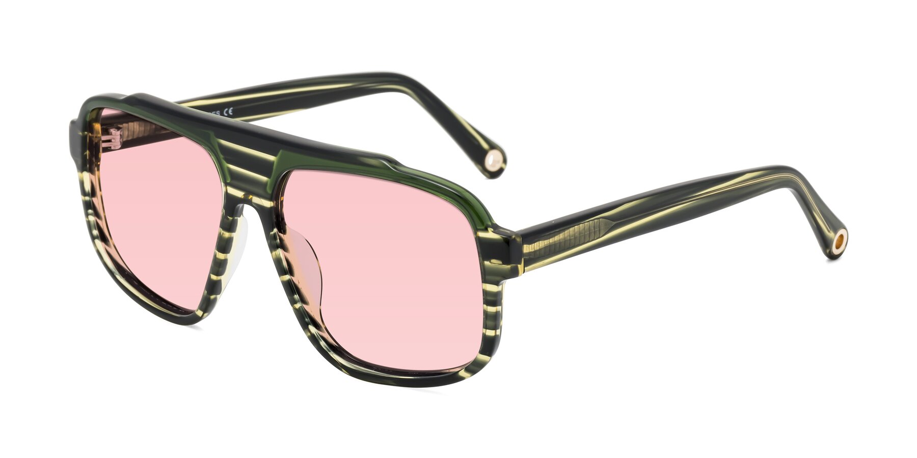 Angle of kong in Forest Striped with Light Garnet Tinted Lenses