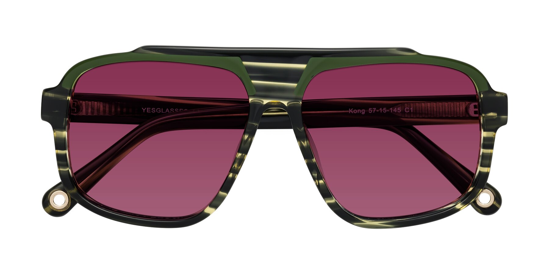 Folded Front of kong in Forest Striped with Wine Tinted Lenses