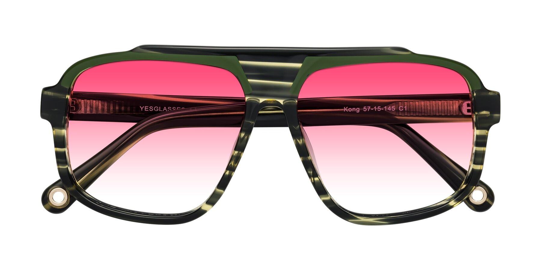 Folded Front of kong in Forest Striped with Pink Gradient Lenses