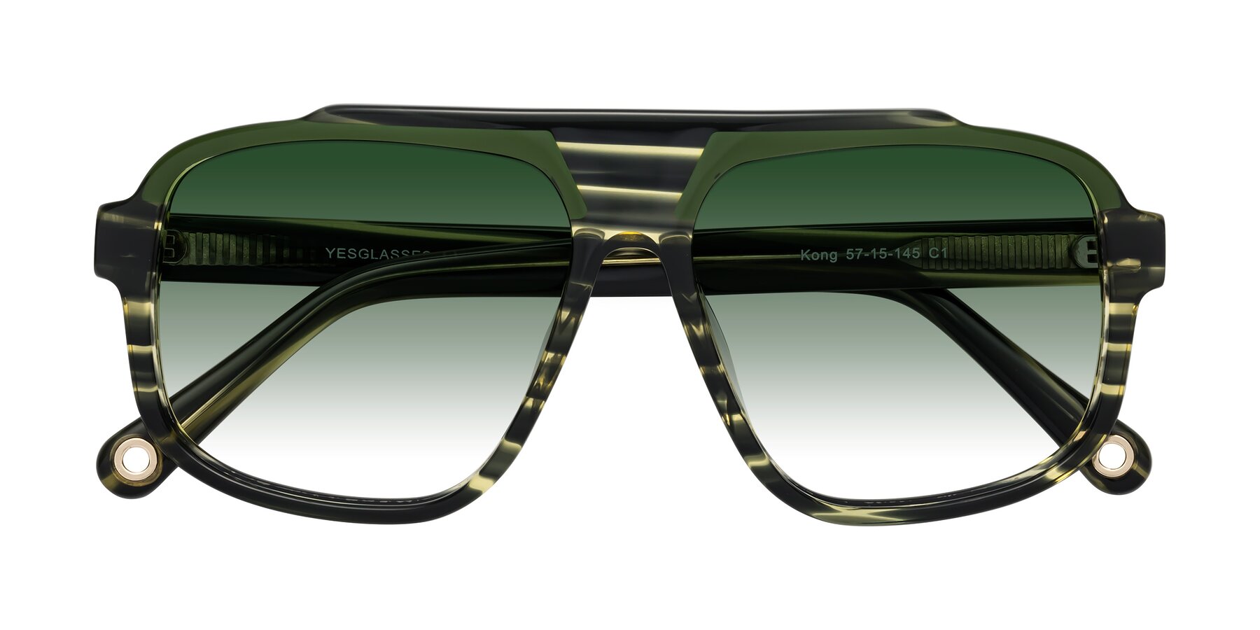 Folded Front of kong in Forest Striped with Green Gradient Lenses