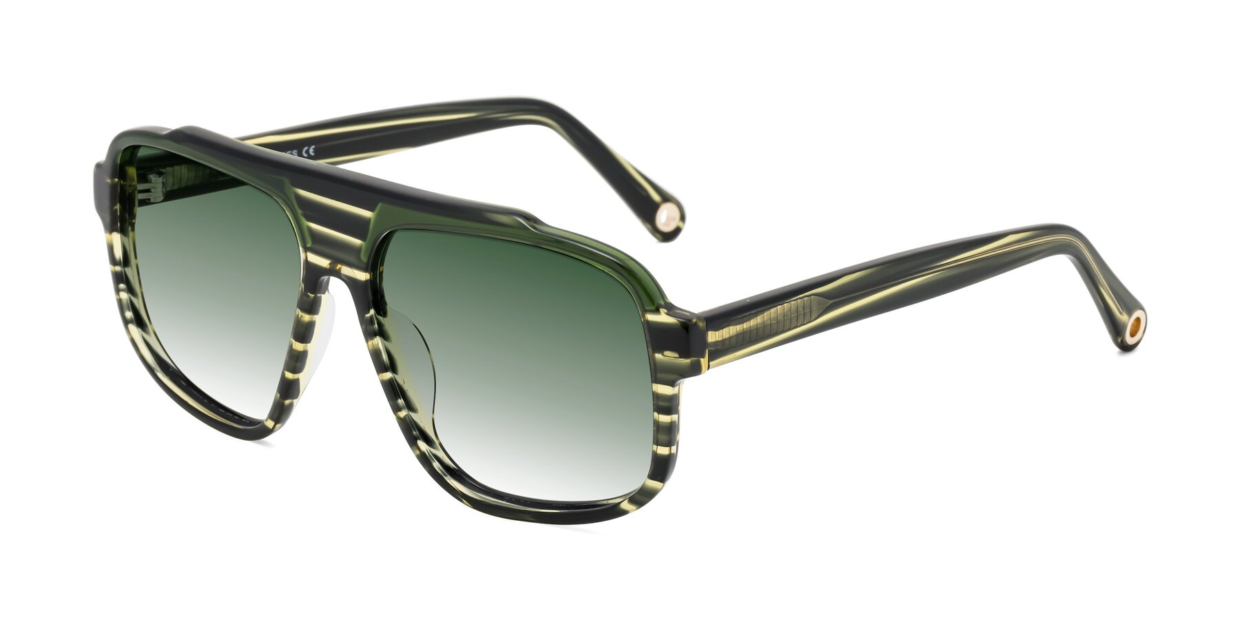 Angle of kong in Forest Striped with Green Gradient Lenses